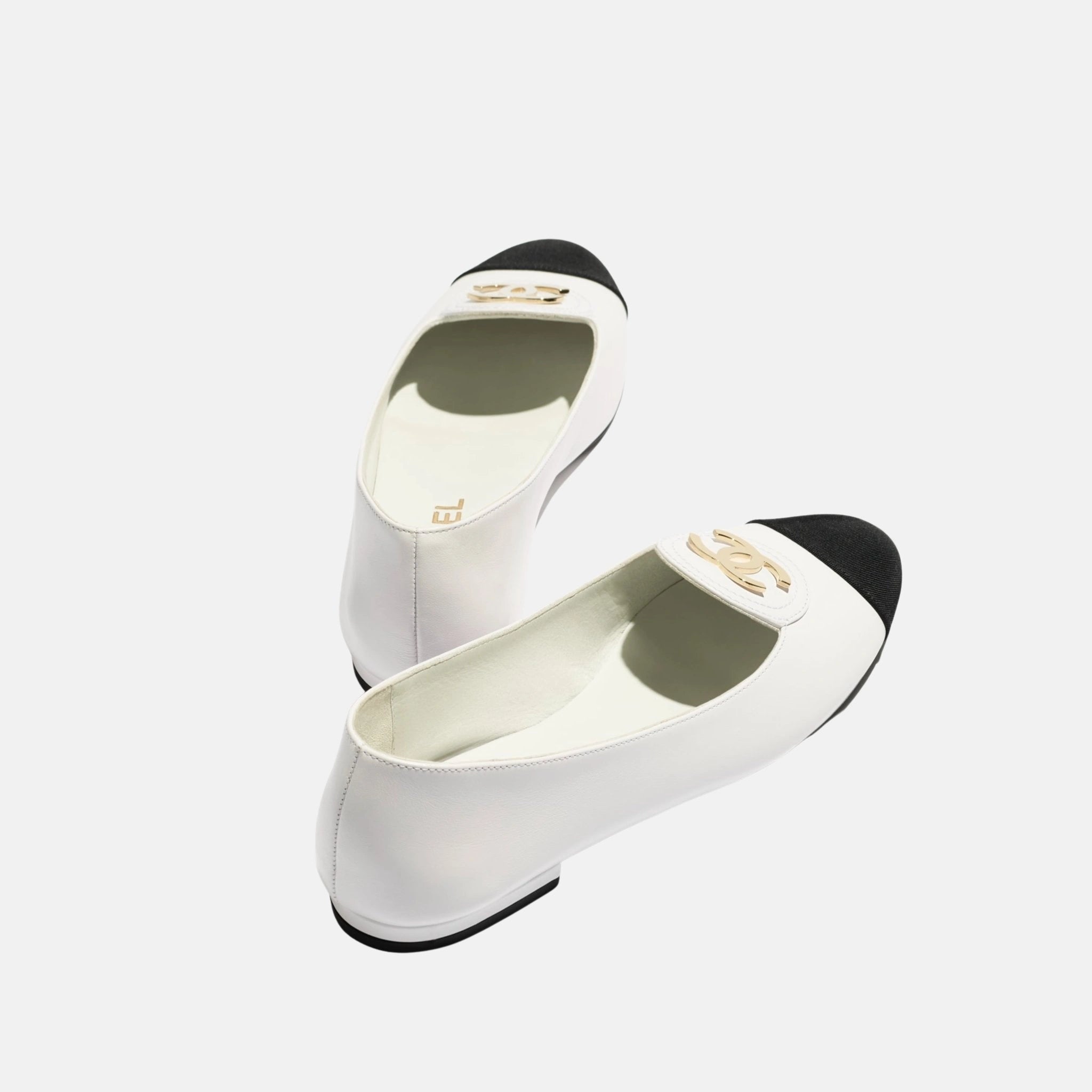 Chanel Moccasins in Calfskin and Grosgrain, White and Black, Back