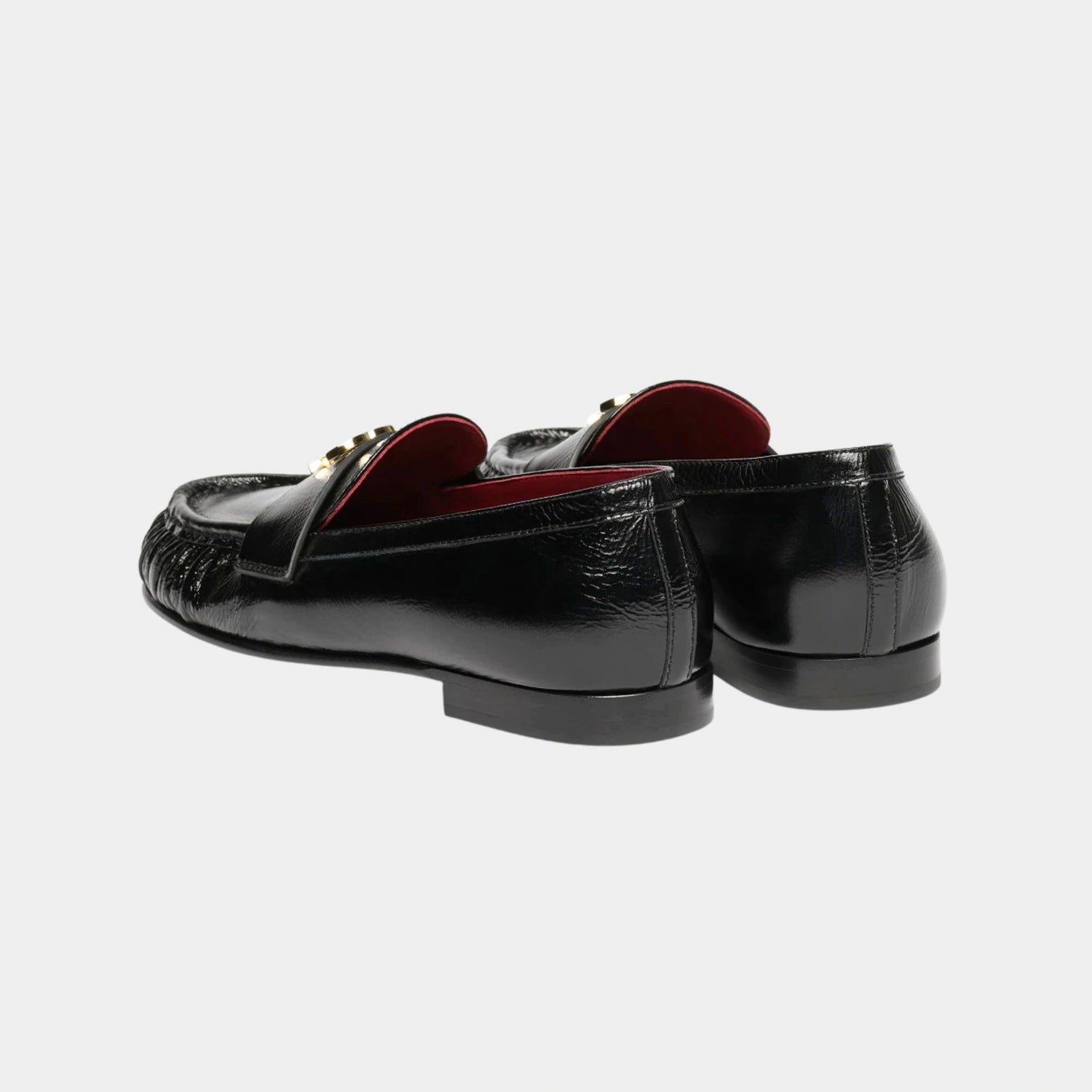 Chanel Moccasins Crinkled Shiny Lamb Black