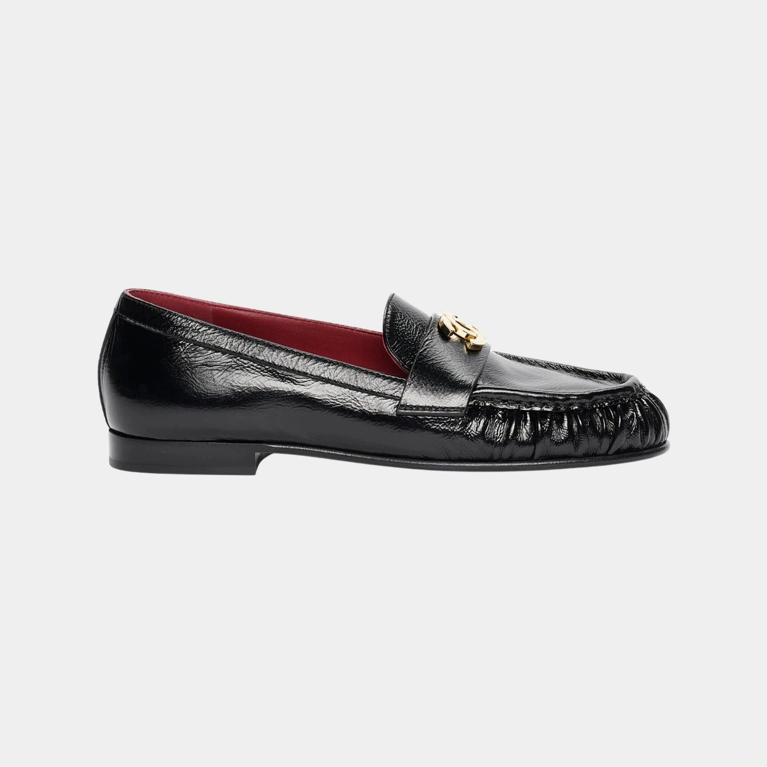 Chanel Moccasins Crinkled Shiny Lamb Black