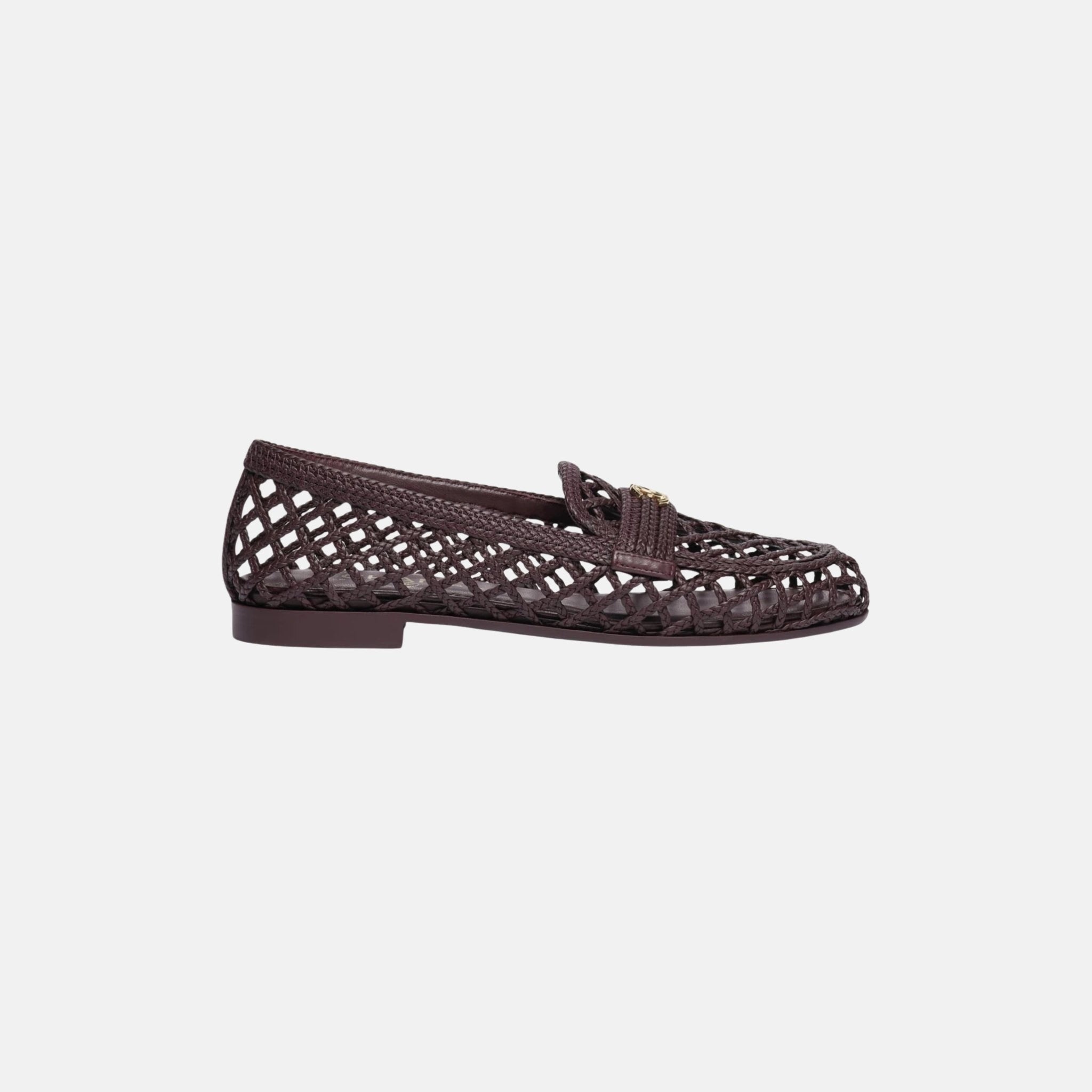 Chanel Moccasins in Lambskin, Burgundy, Side