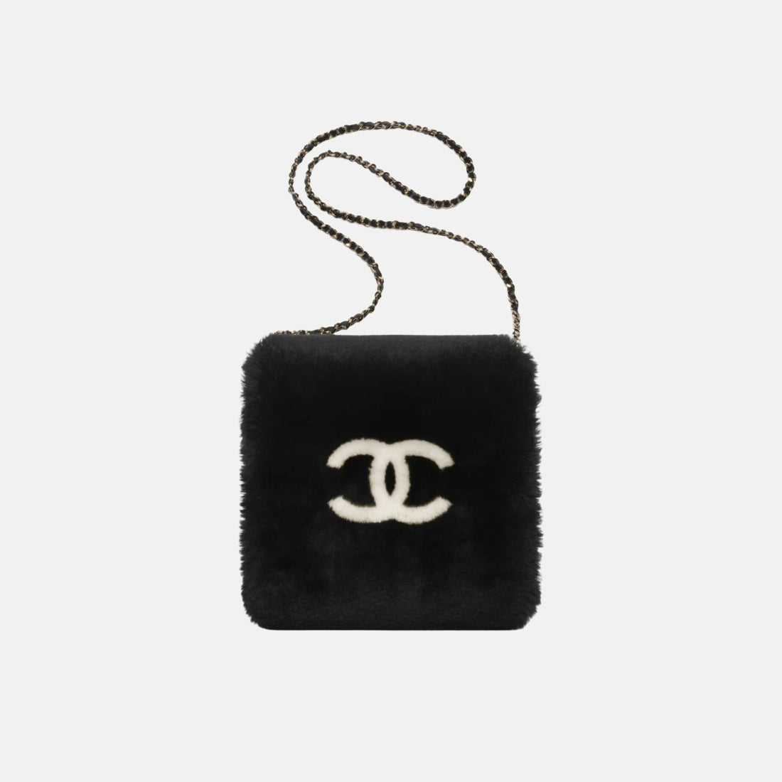 Chanel Muff Shearling Lambskin, Black, Front