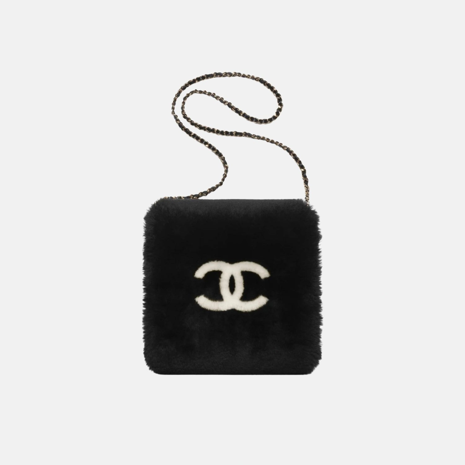 Chanel Muff Shearling Lambskin, Black, Front