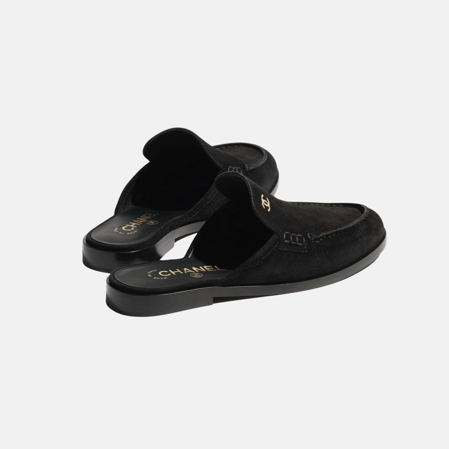 Chanel Mules in Black Calfskin, Suede, Back