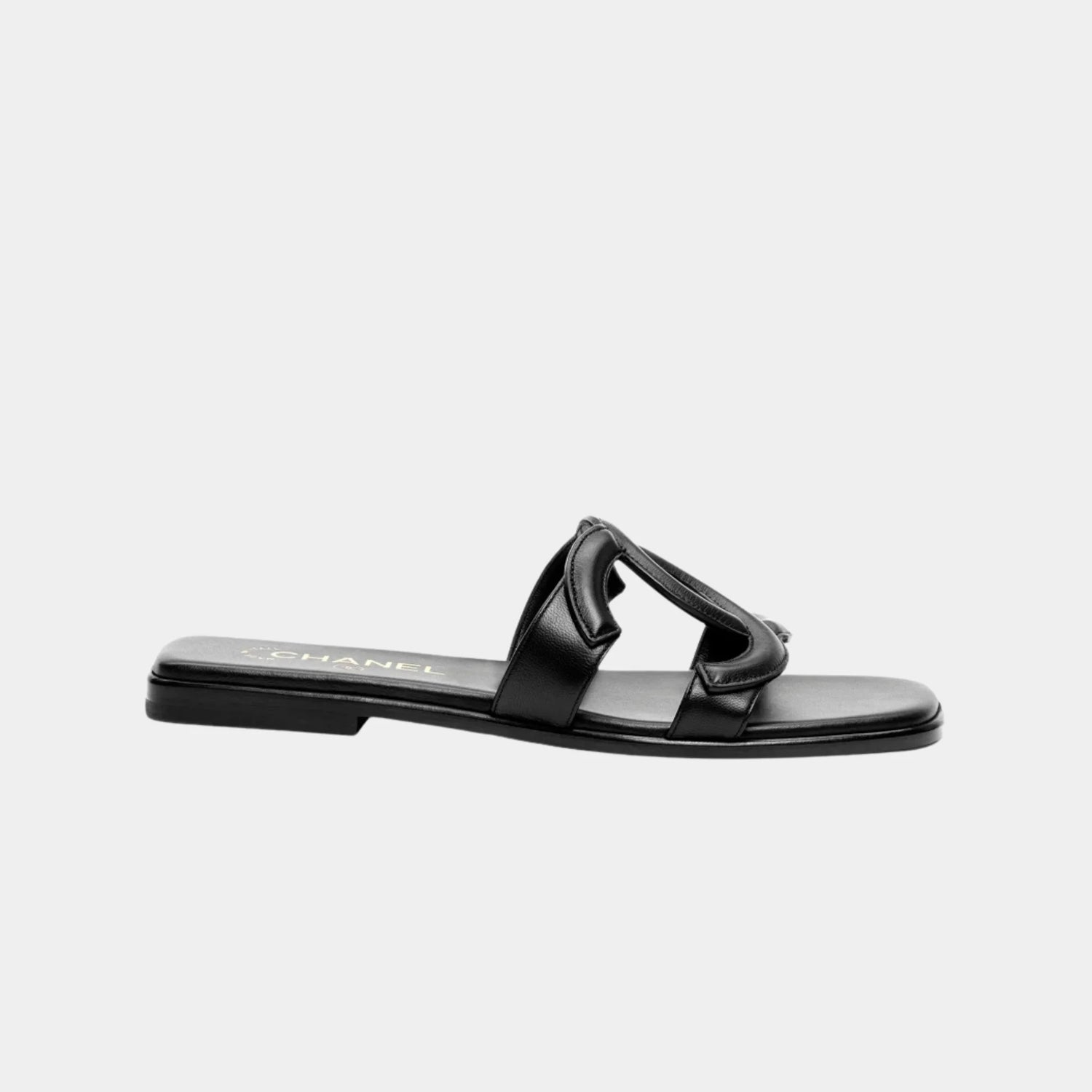 Chanel Mules in Black Lambskin, Side
