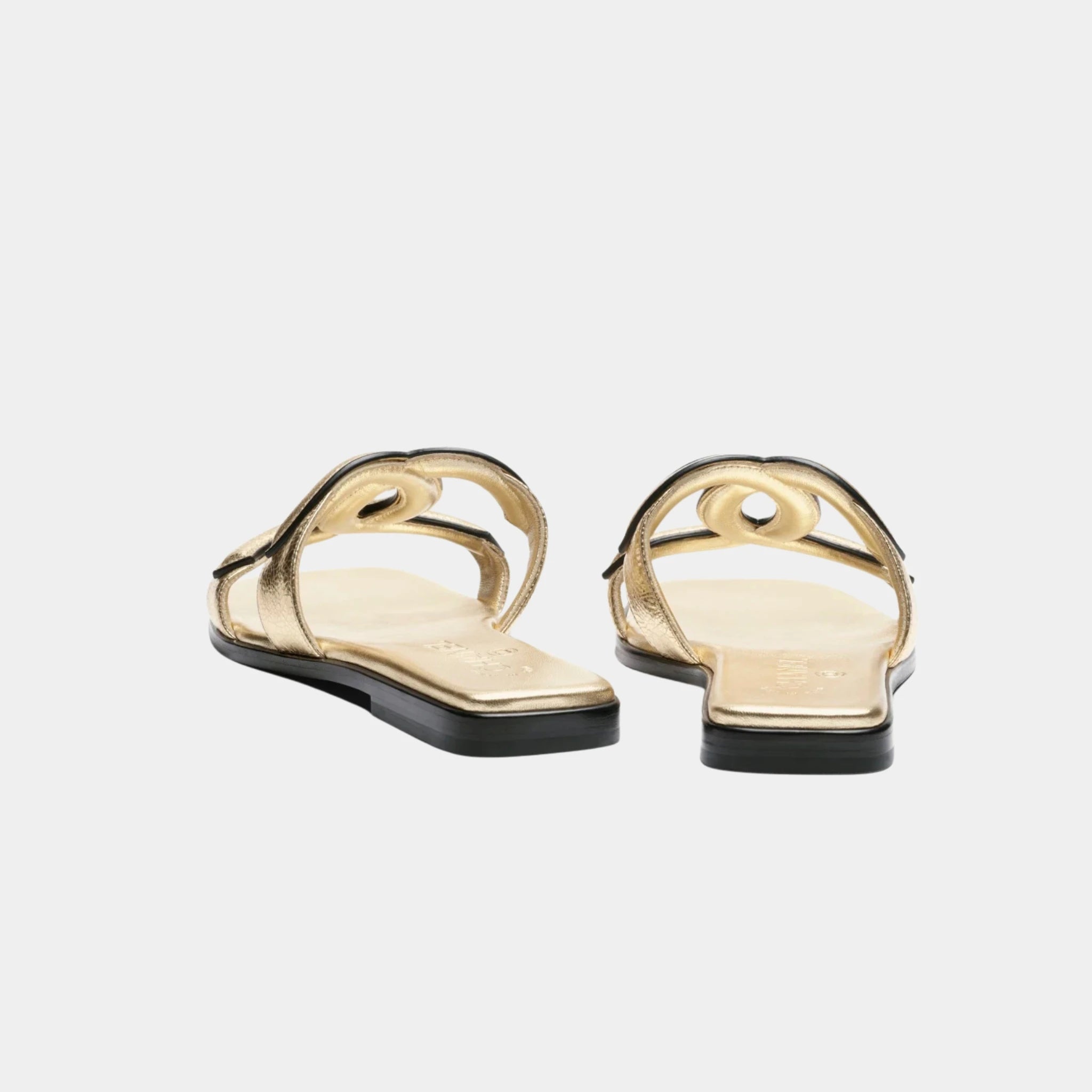 Chanel Mules in Gold Crackled Laminated Calfskin, Back