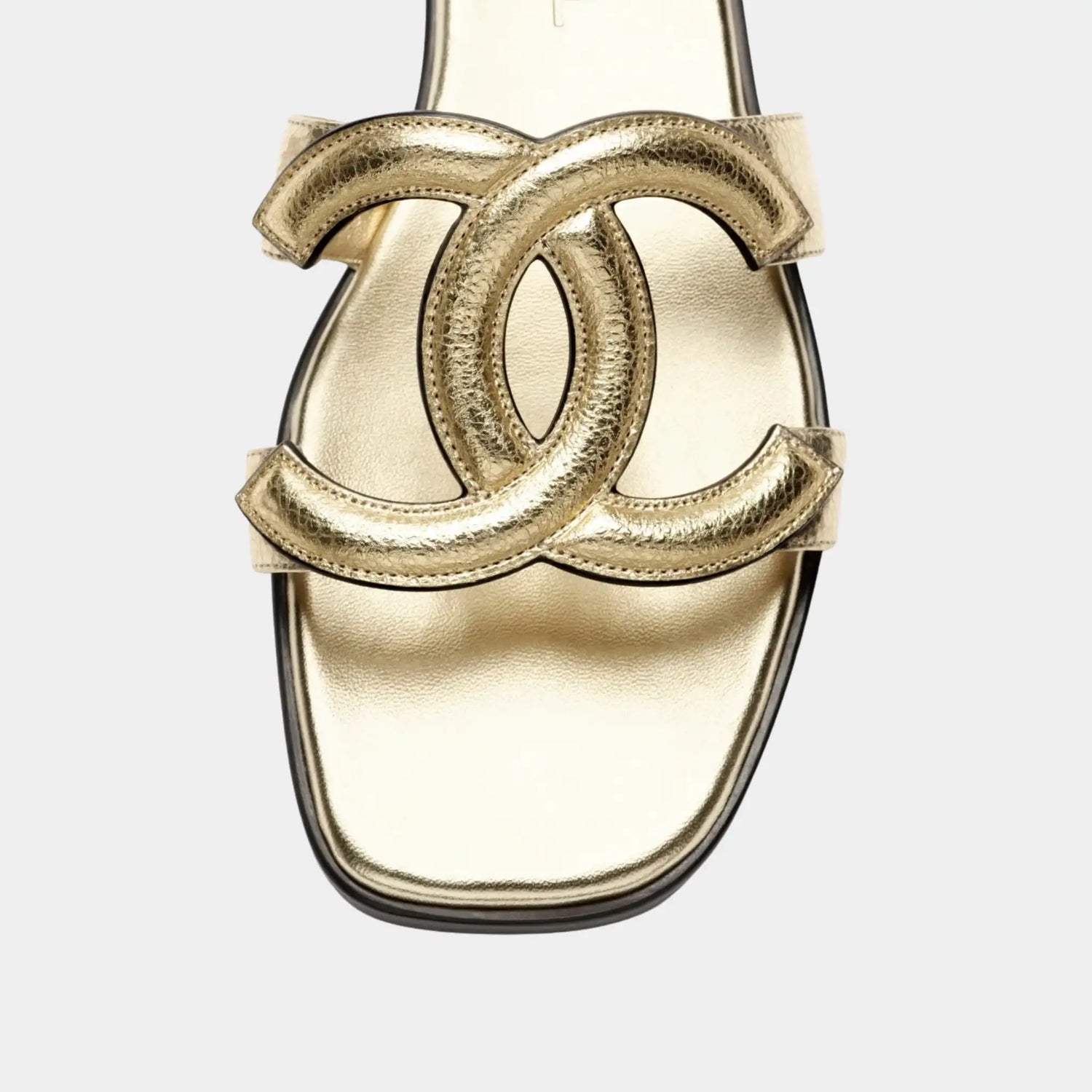 Chanel Mules in Gold Crackled Laminated Calfskin, Top