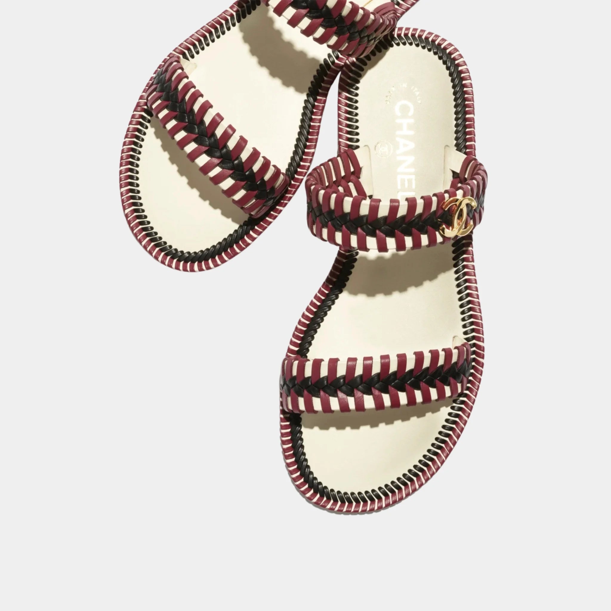 Chanel Mules in Calfskin, White, Black, Burgundy, Top
