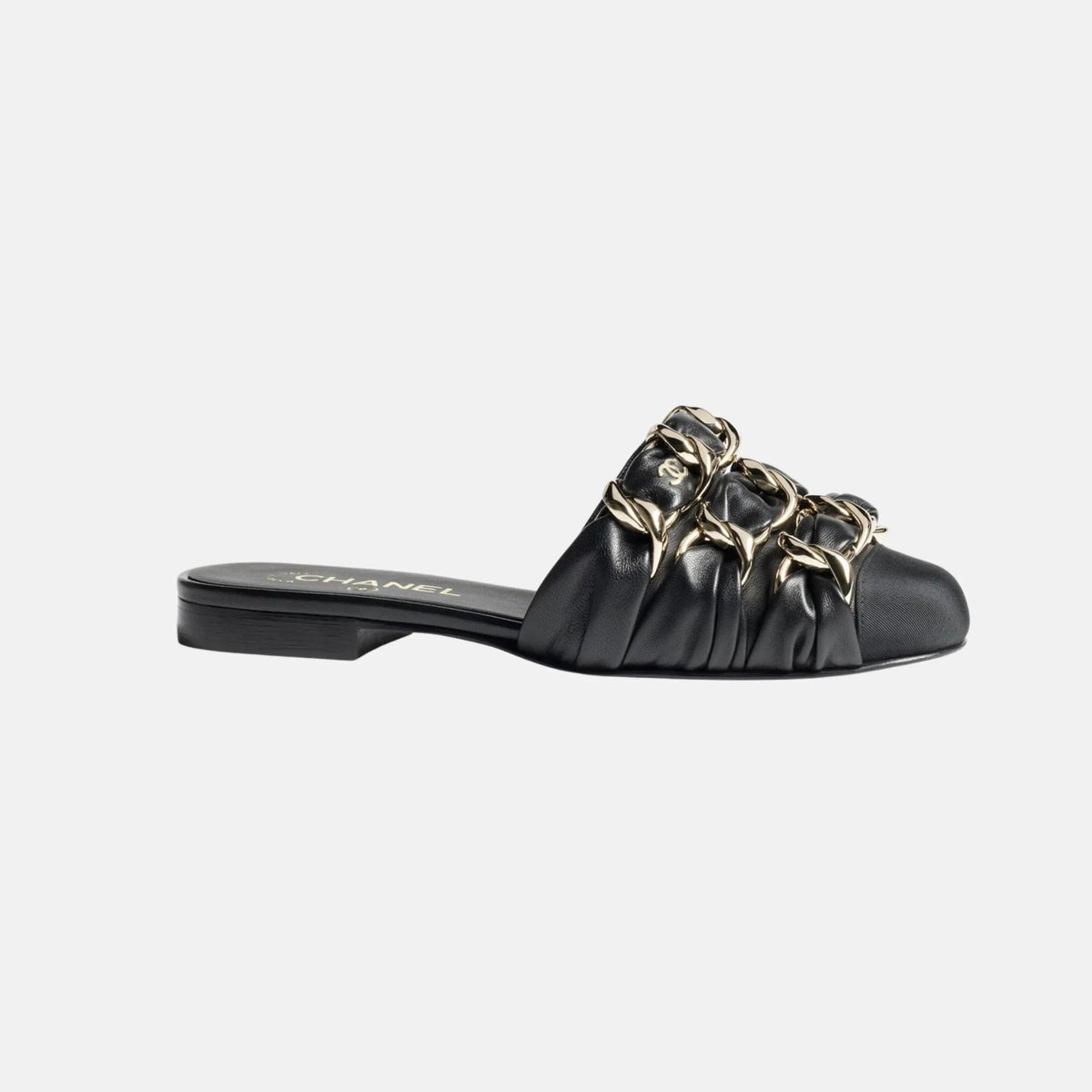 حذاء Mule من جلد خروف وقماش Grosgrain