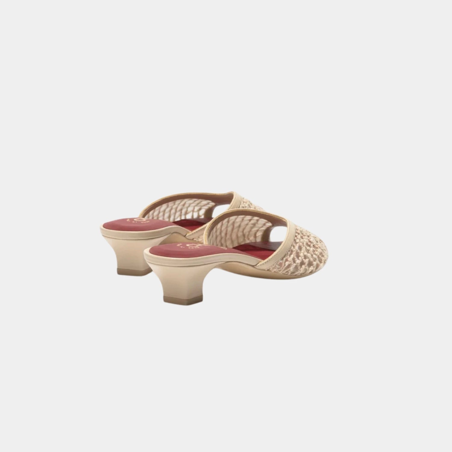 Chanel Mules in Mixed Fibers Cotton &amp; Lambskin, Light Beige, Back
