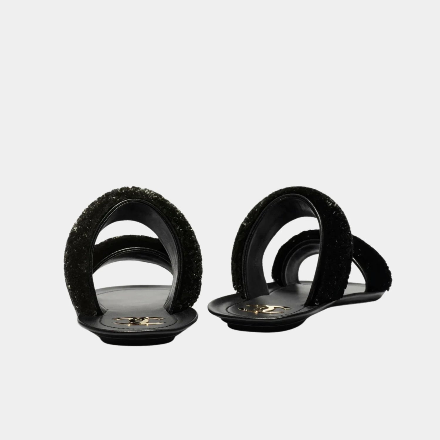 Chanel Mules in Raffia, Black, Back