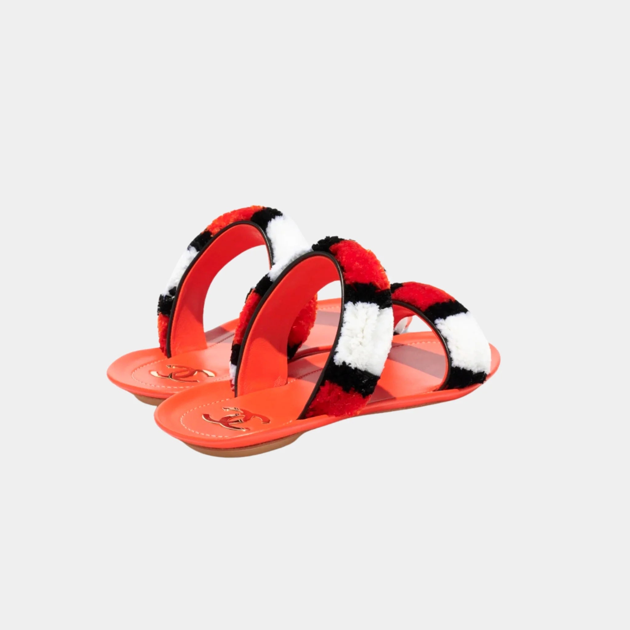 Chanel Mules in Raffia, Orange, Back