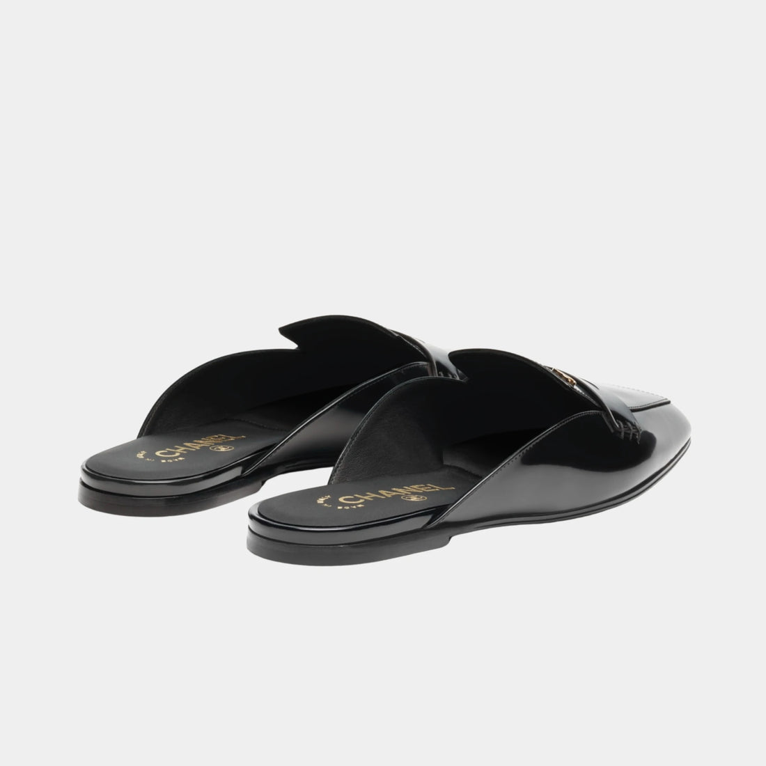 Chanel Mules in Shiny Calfskin, Black, Back