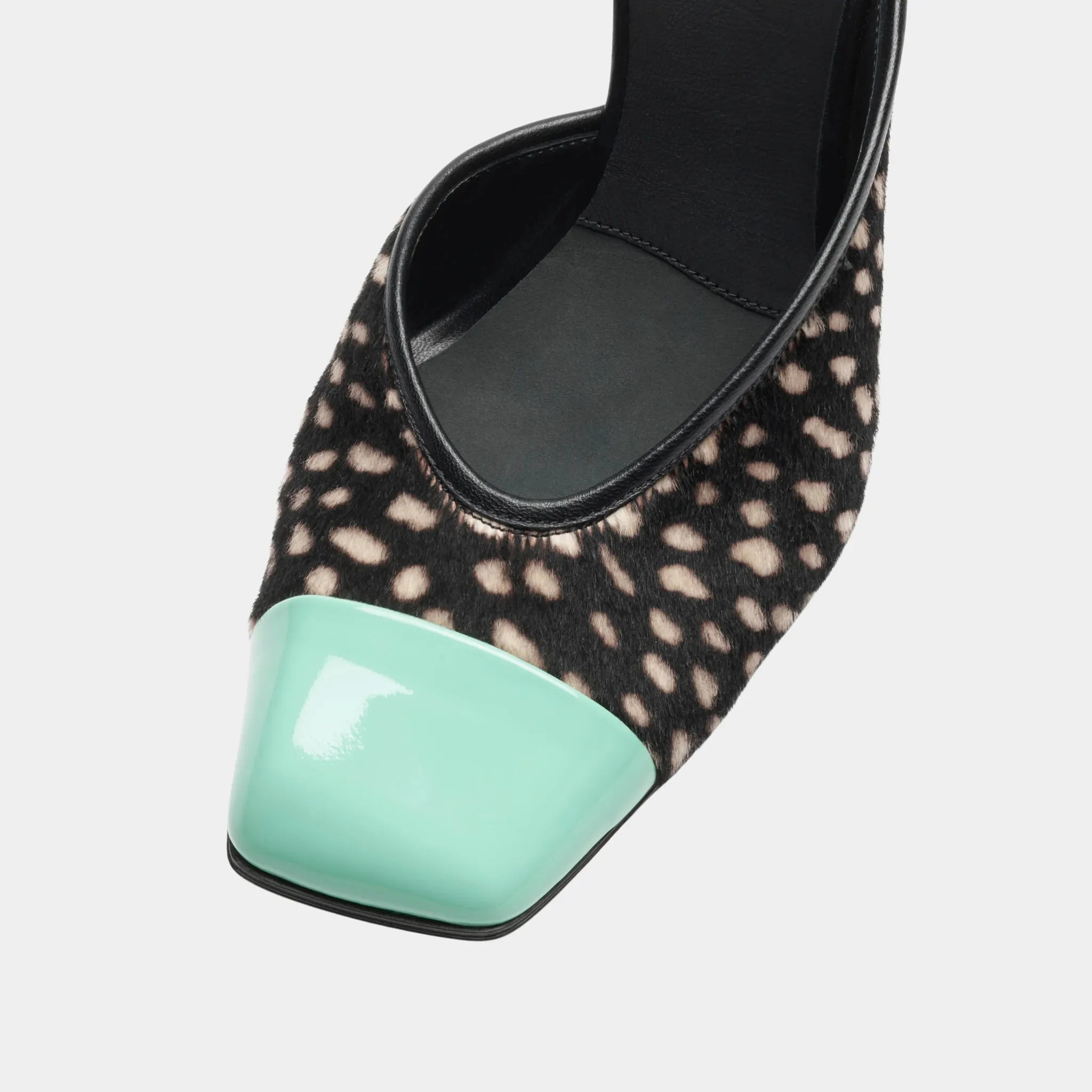 Chanel Mules in Lambskin &amp; Patent Calfskin, Black, White, Green, Top