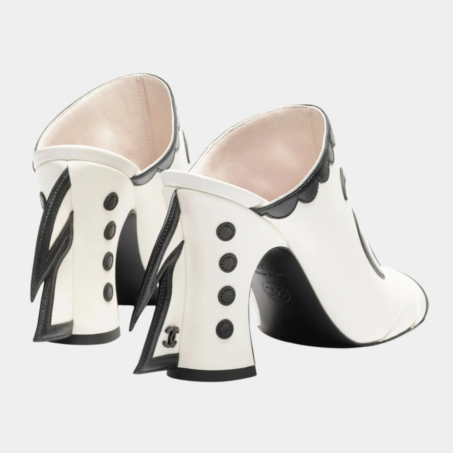 Chanel Mules Lambskin White &amp; Black