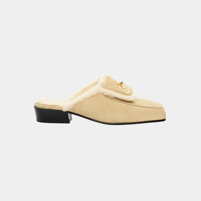 Chanel Mules Suede Calfskin & Shearling Lambskin Beige — Coco Neige 2026