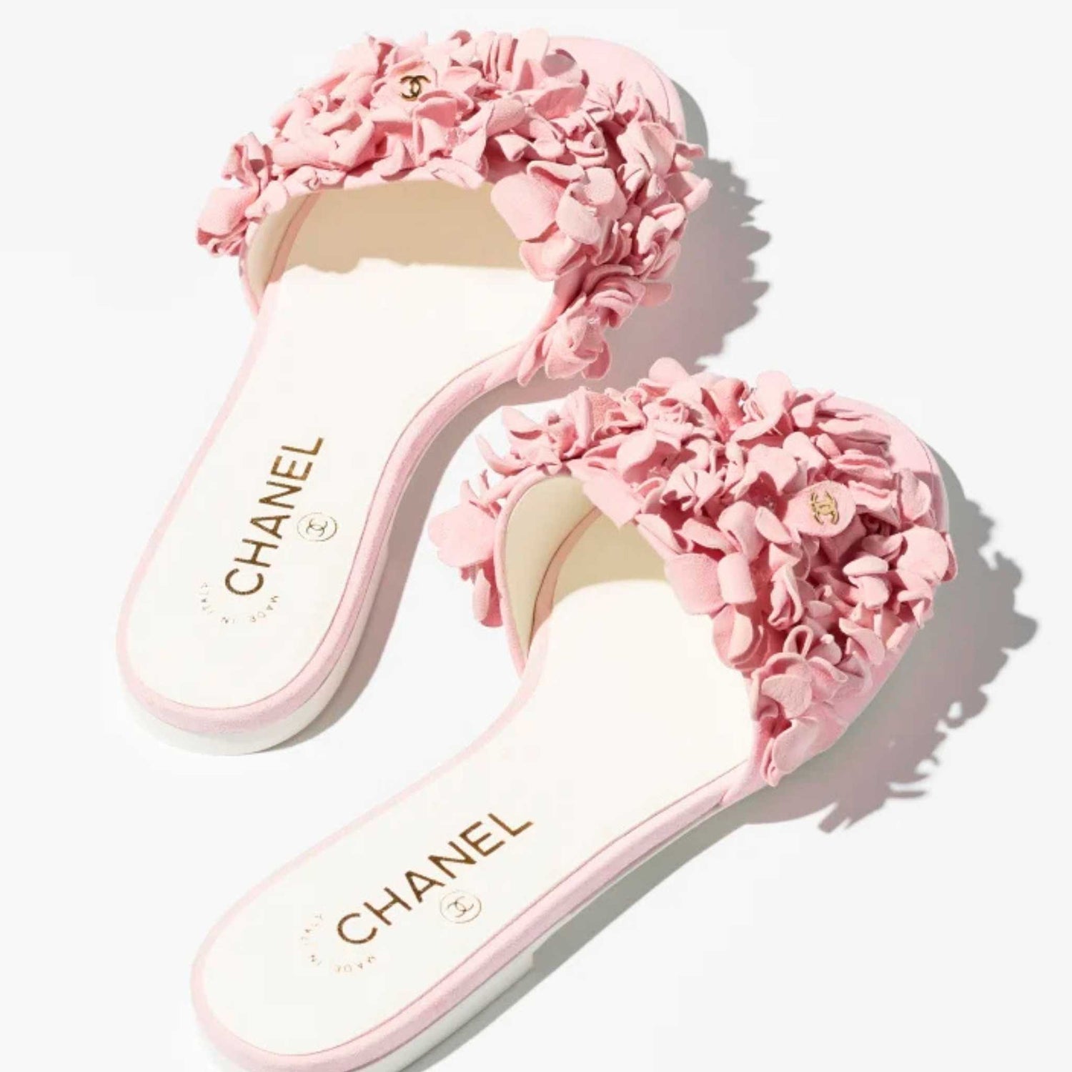 Chanel Mules Suede Kidskin Strass, Pink, Top