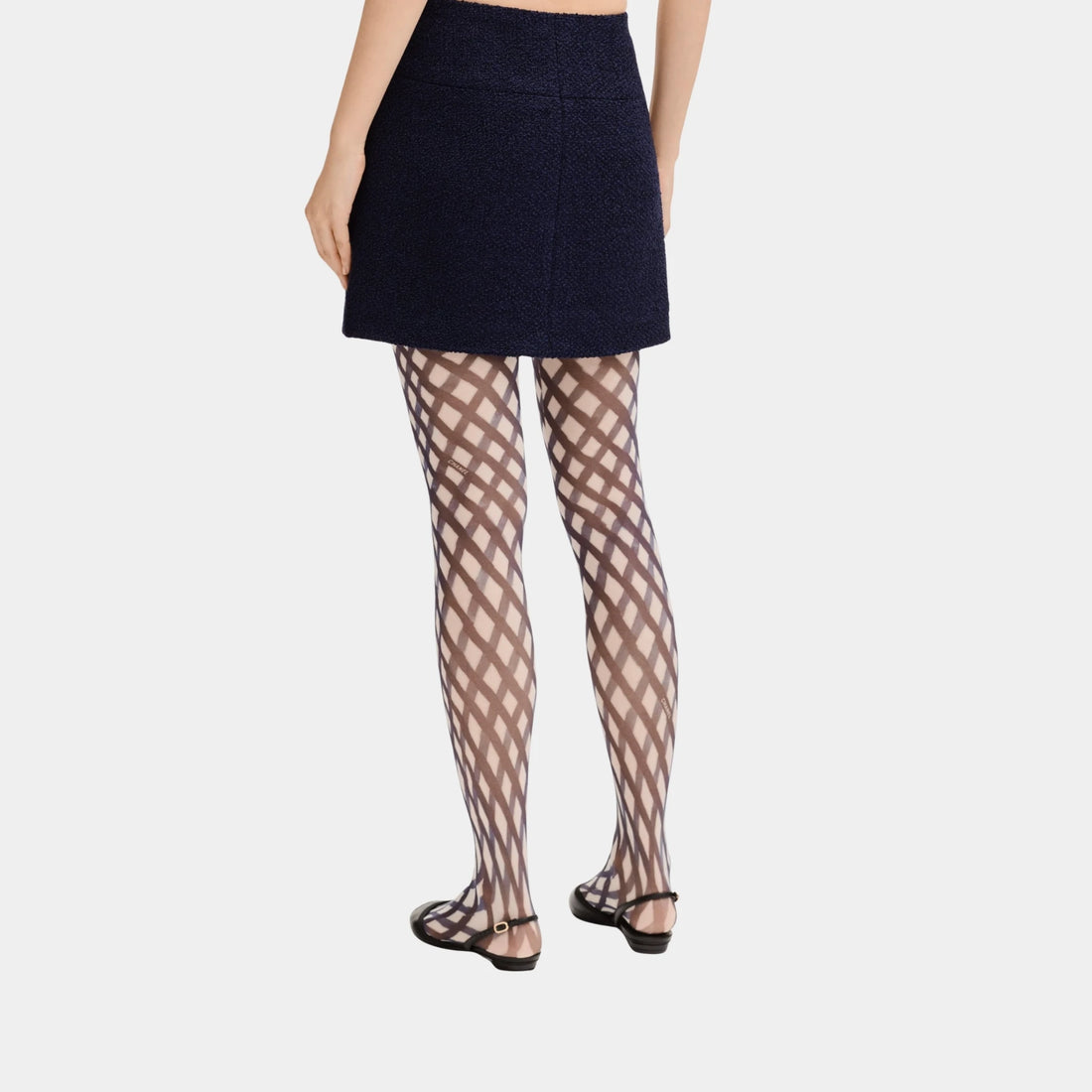 Navy Blue Short Skirt in Tweed, Back