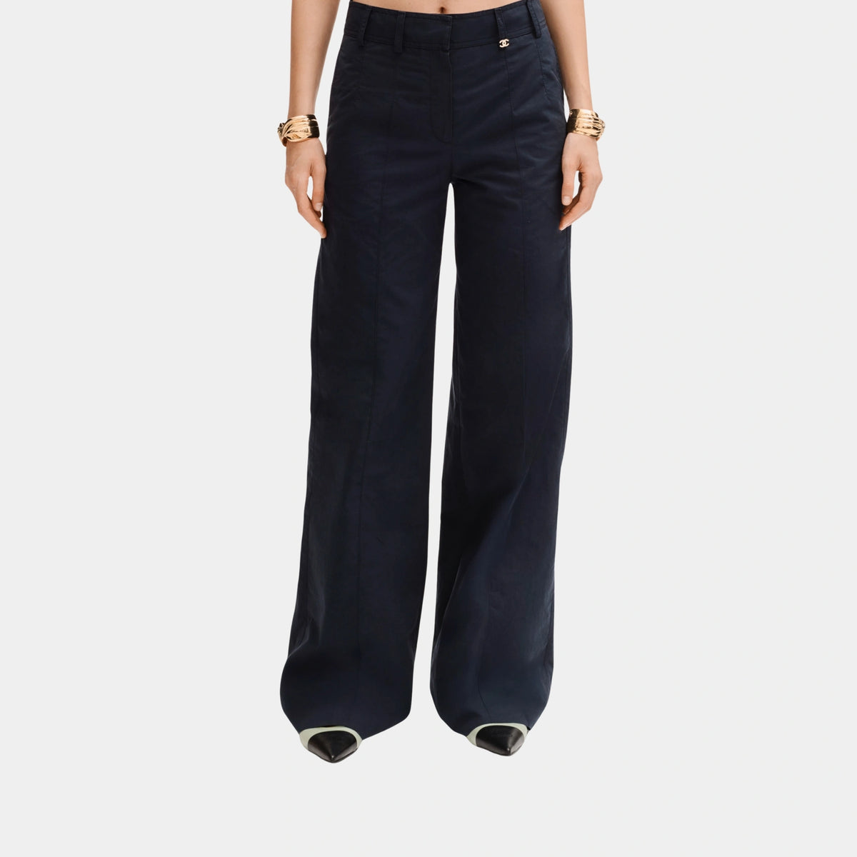 Navy Blue Trousers in Cotton