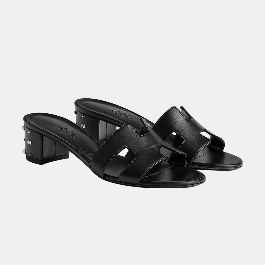 Oasis Sandal in Calfskin with Studded Heel