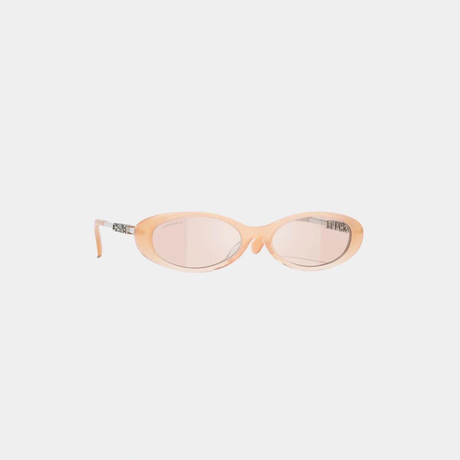 Chanel Oval Sunglasses in Acetate and Metal, Beige