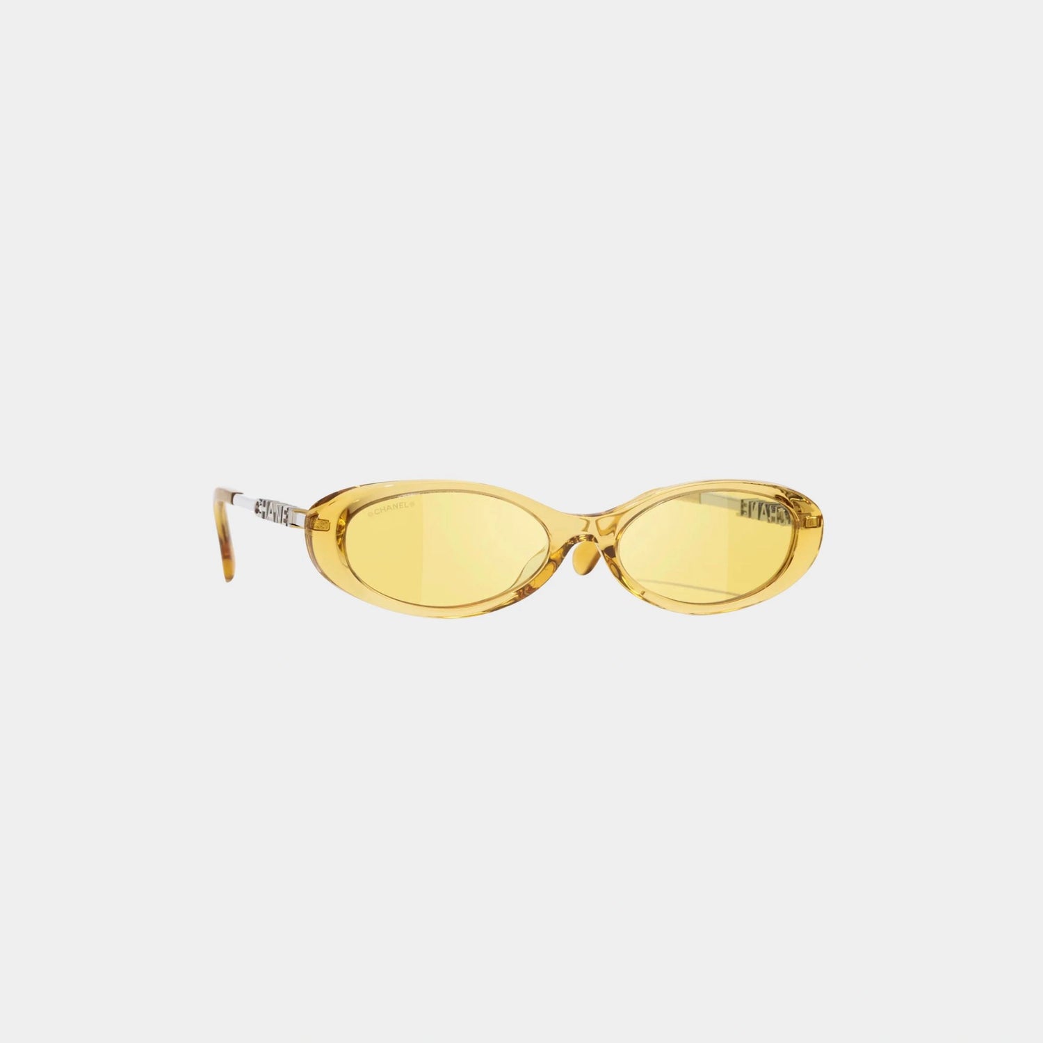 Chanel Oval Sunglasses in Acetate and Metal, Yellow