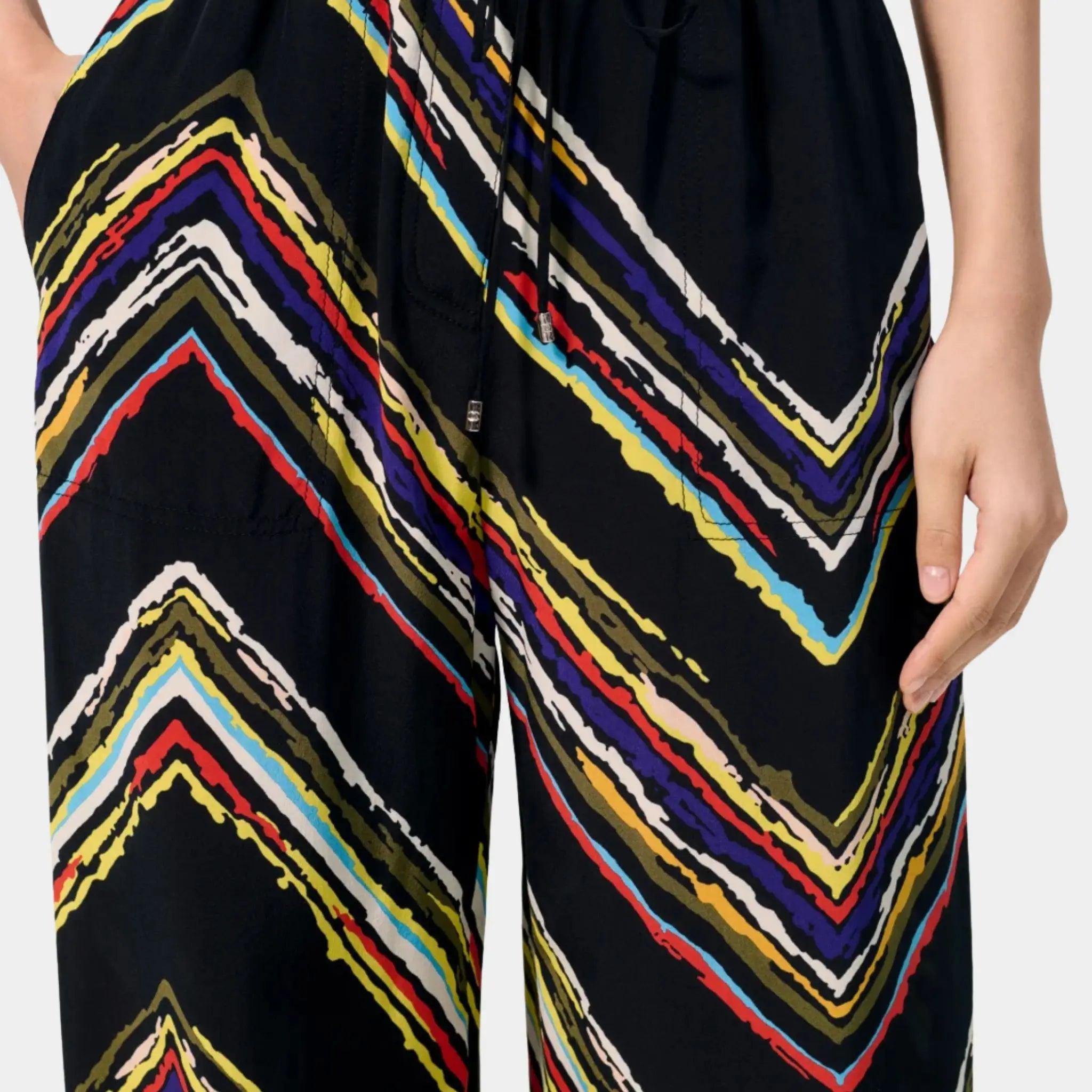Chanel Pants Silk Black &amp; Multicoloured
