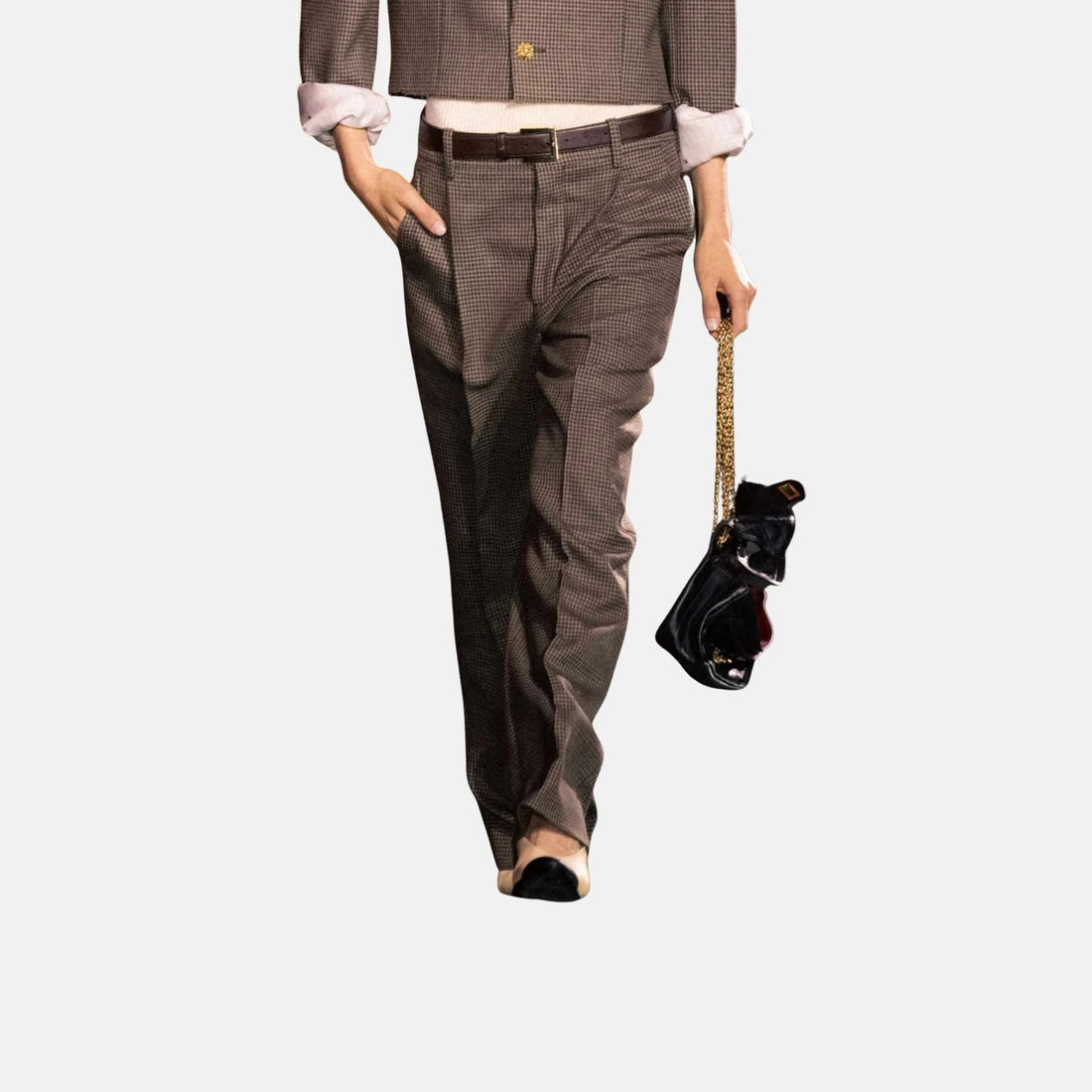 Pants in Woolen Cloth Brown and Ecru