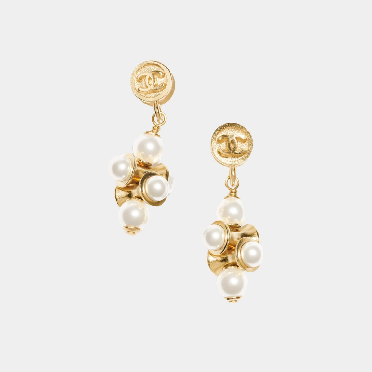Pendant Earrings in Metal & Glass Pearls
