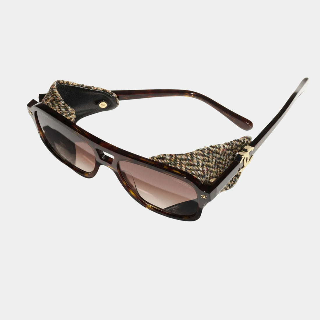 Pilot Glasses in Acetate Tweed and Leather