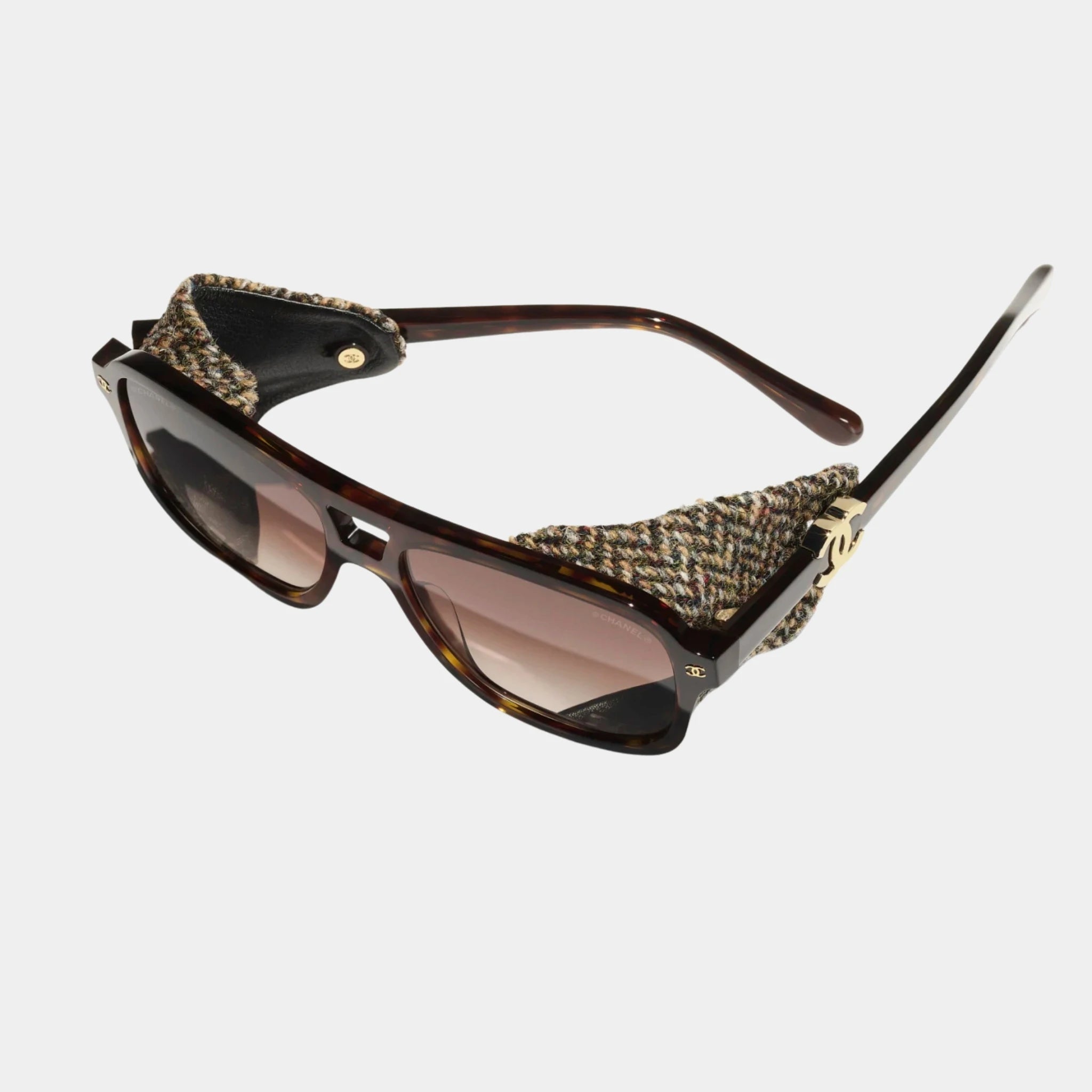 Pilot Glasses in Acetate Tweed and Leather