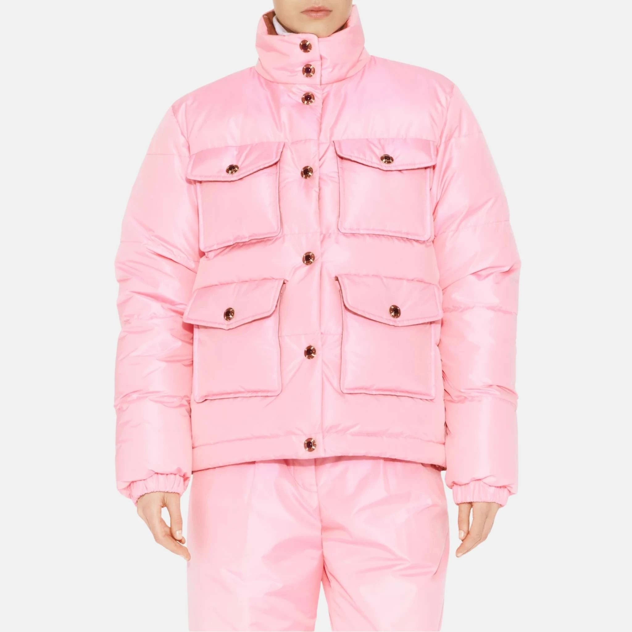 Chanel Puffer Coat Silk Pink