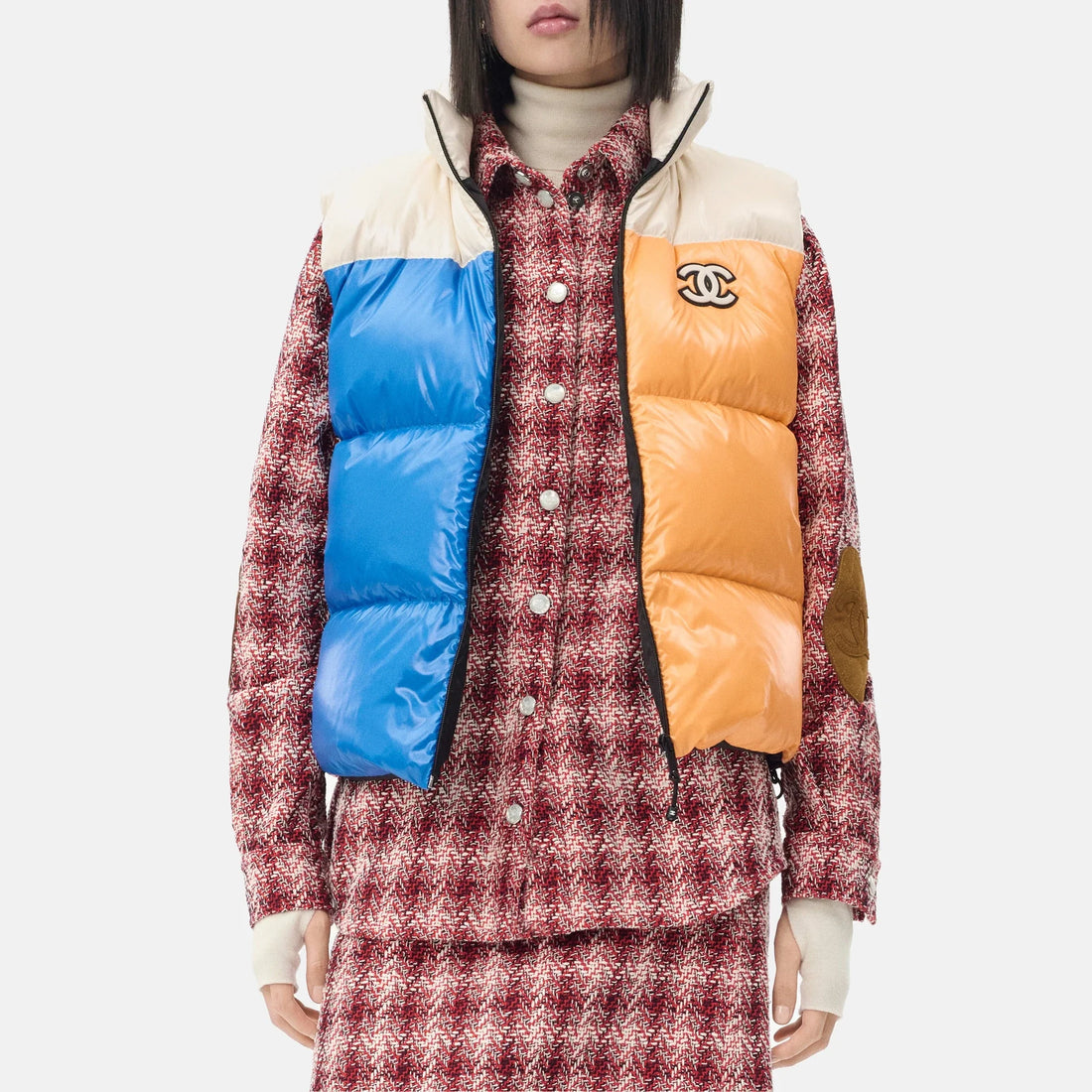 Chanel Puffer Vest Mixed Fibres in Multicolour front view