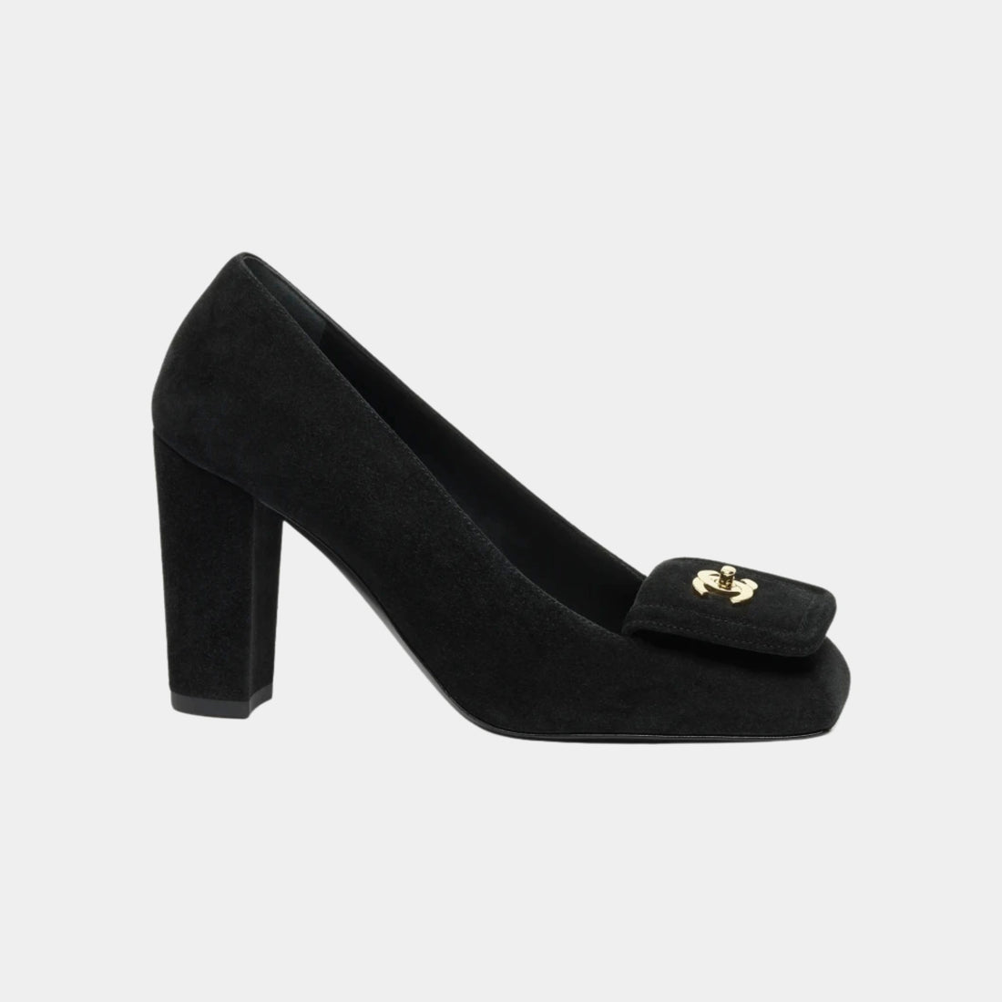 Chanel Pumps in Black Suede Calfskin, Side