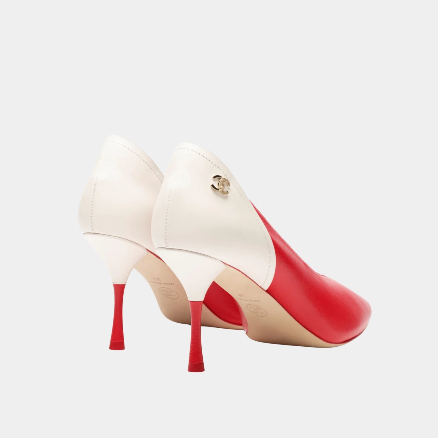 Chanel Pumps in Lambskin &amp; Calfskin, Red White, Back
