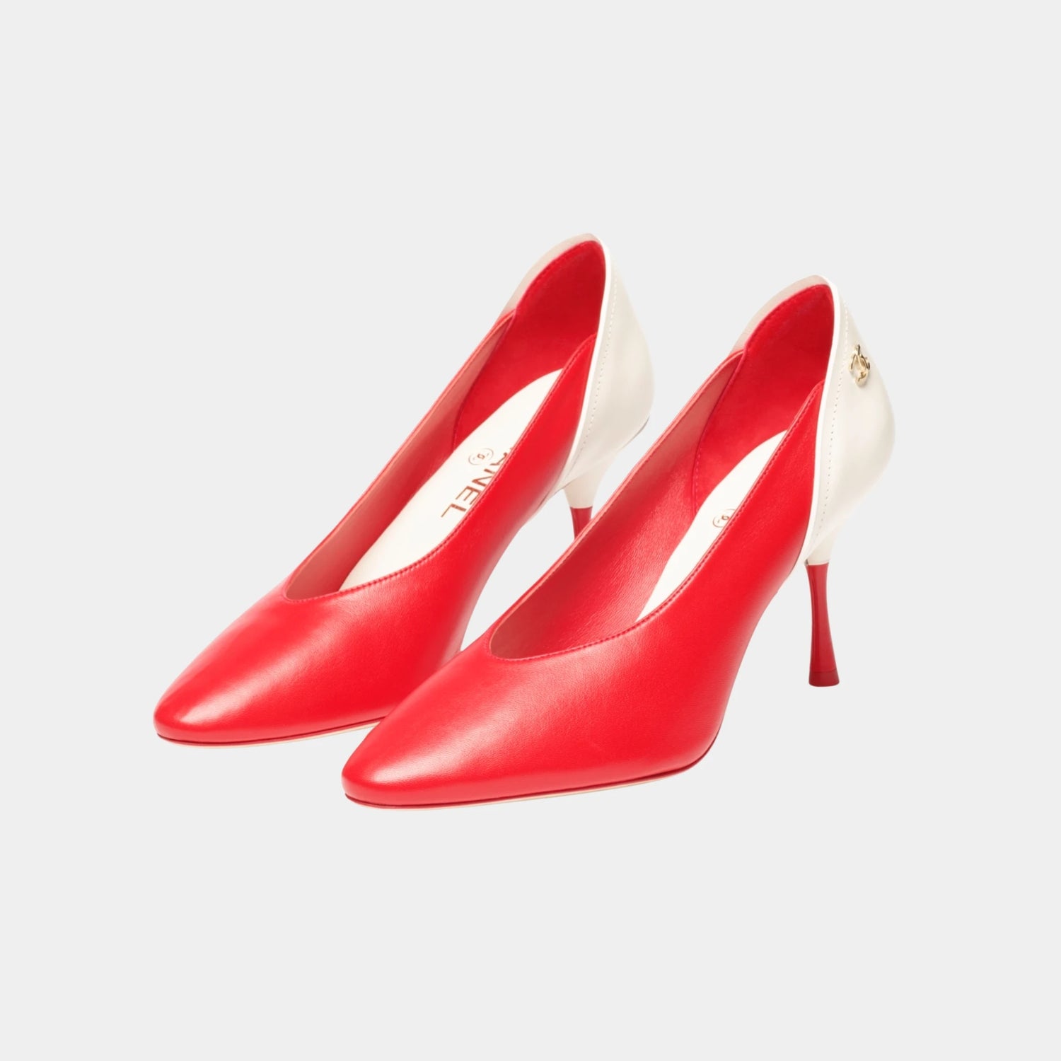 Chanel Pumps in Lambskin &amp; Calfskin, Red White, Front