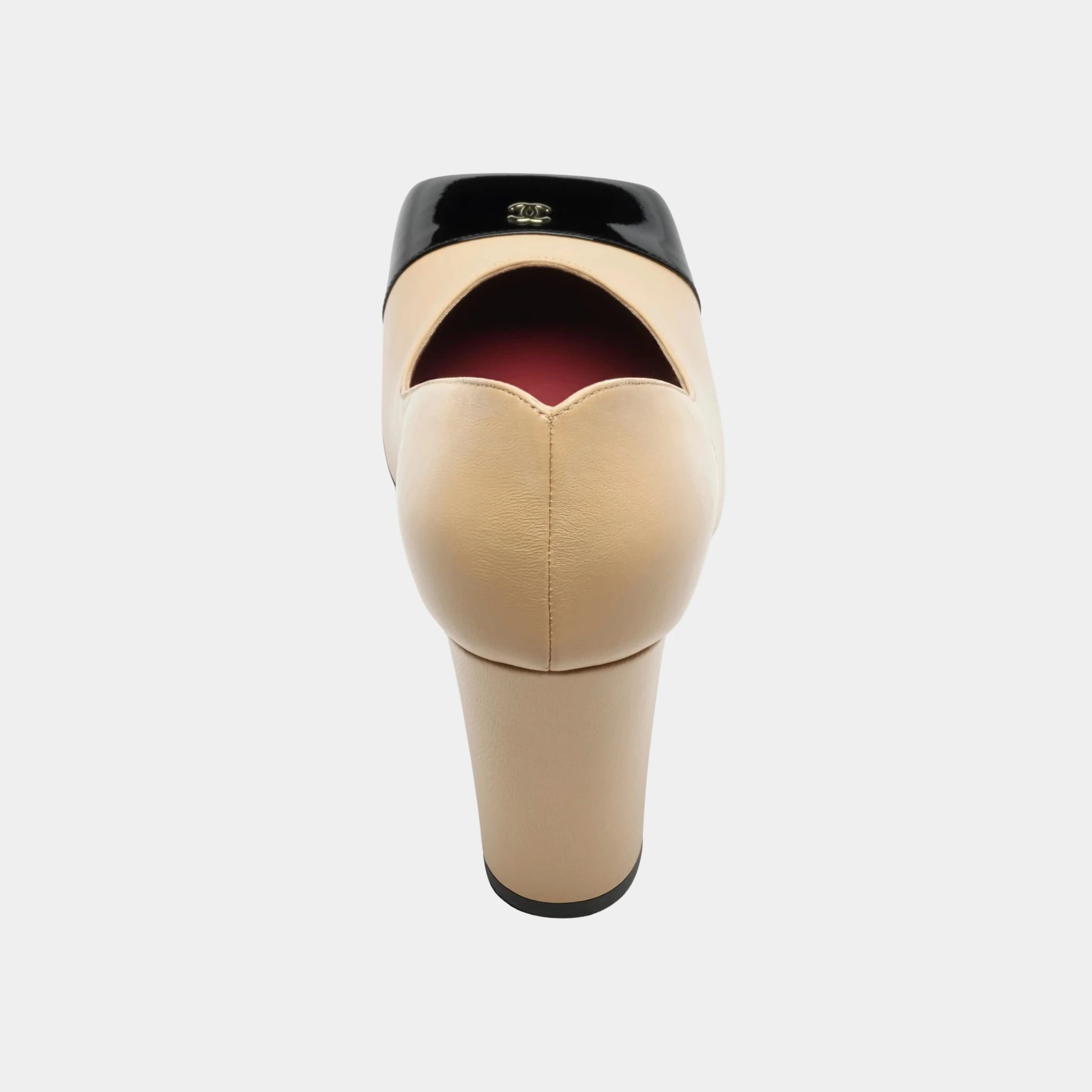 Chanel Pumps in Lambskin &amp; Patent Calfskin, Beige, Black, Top