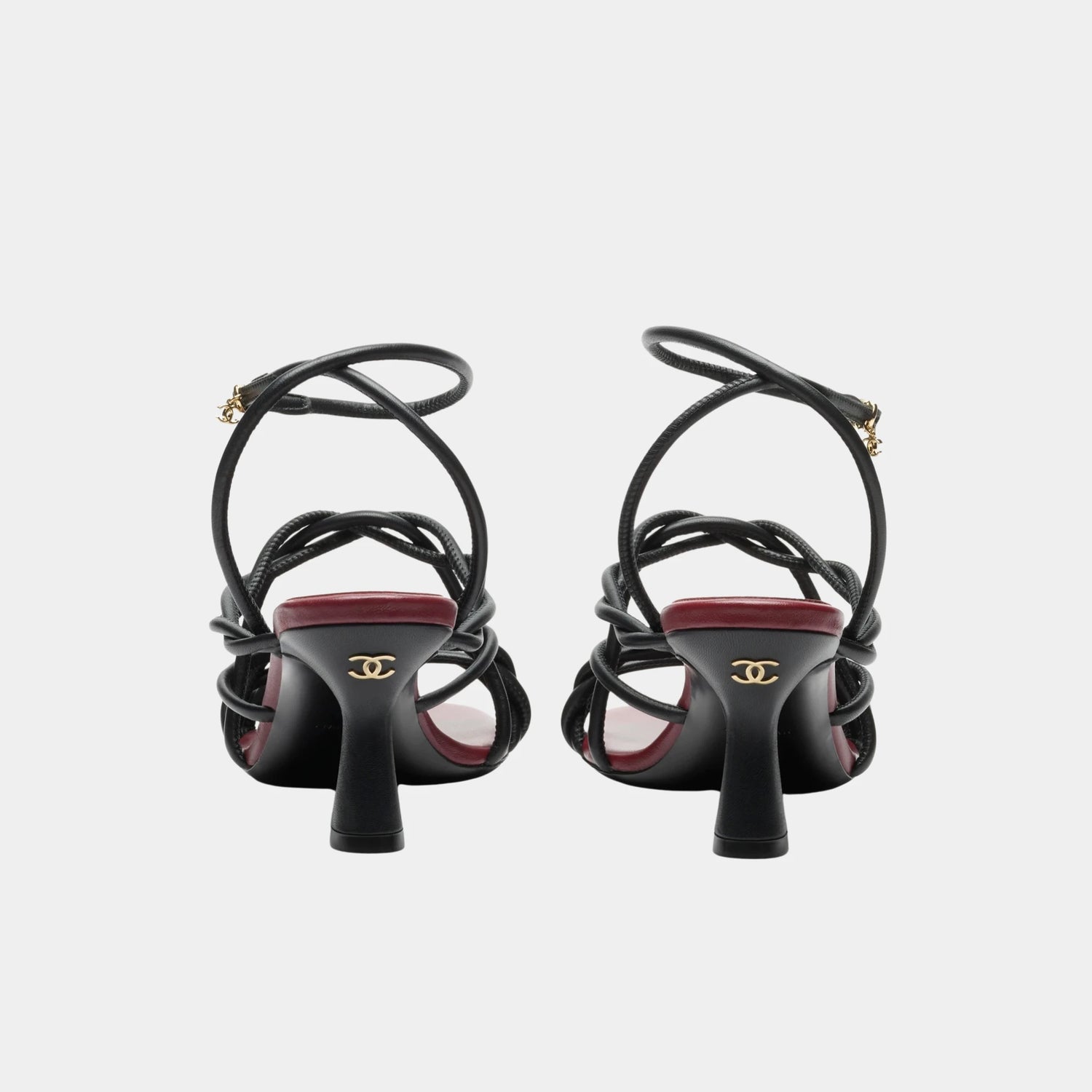 Chanel Sandals in Black Lambskin, Back
