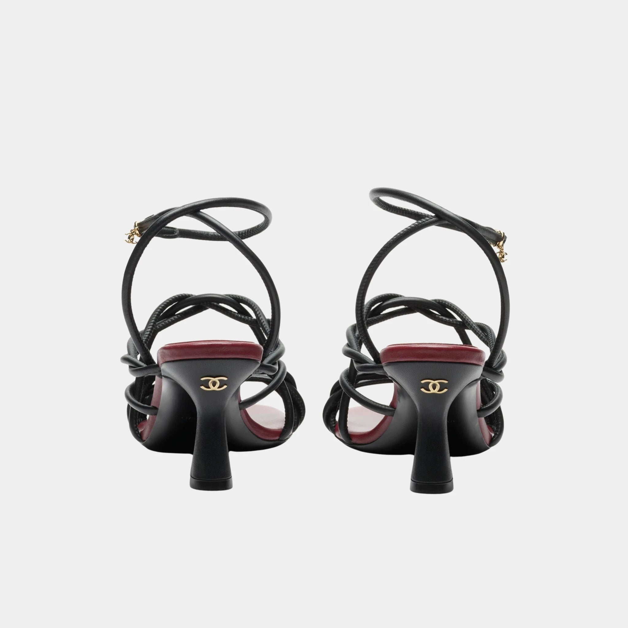 Chanel Sandals in Black Lambskin, Back