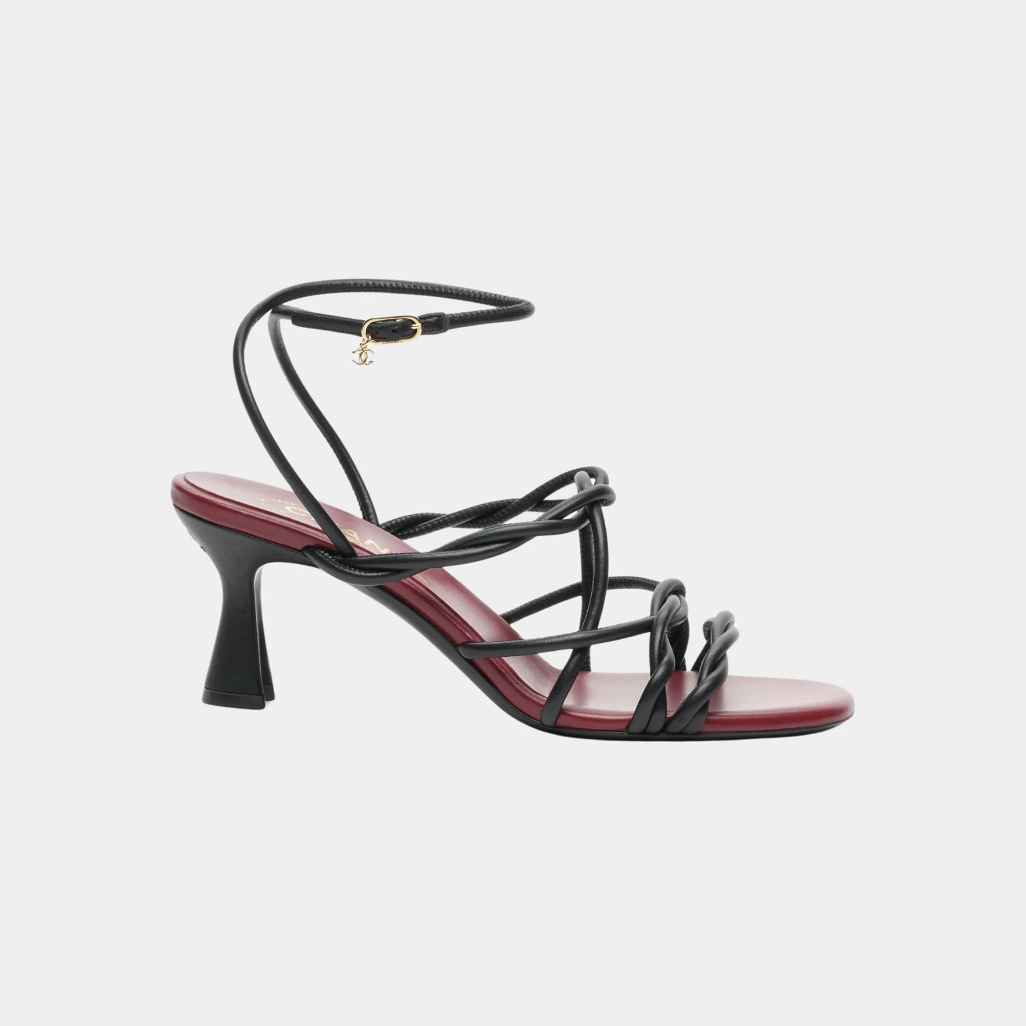 Chanel Sandals in Black Lambskin, Side