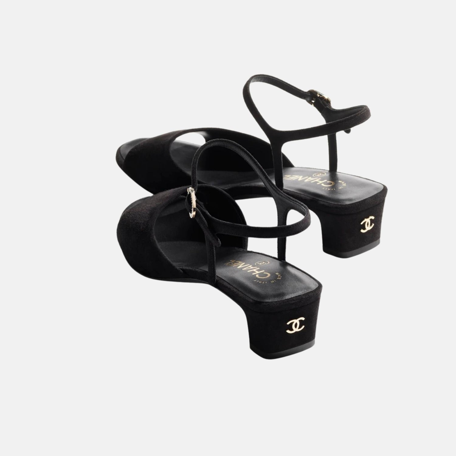Chanel Sandals In Suede Kidskin Coco Beach Collection, Black, Back