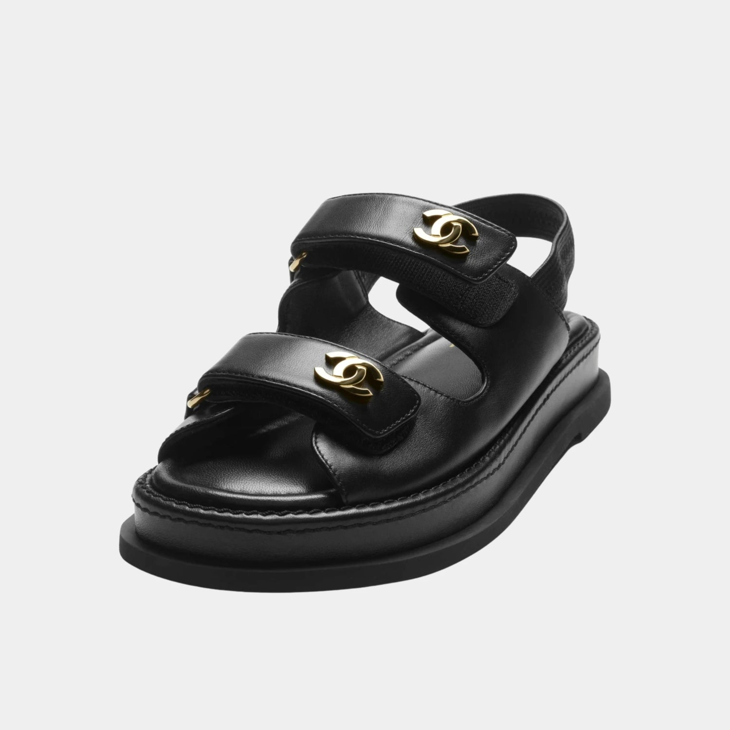 Chanel Chanel Sandals in Lambskin Black, Front