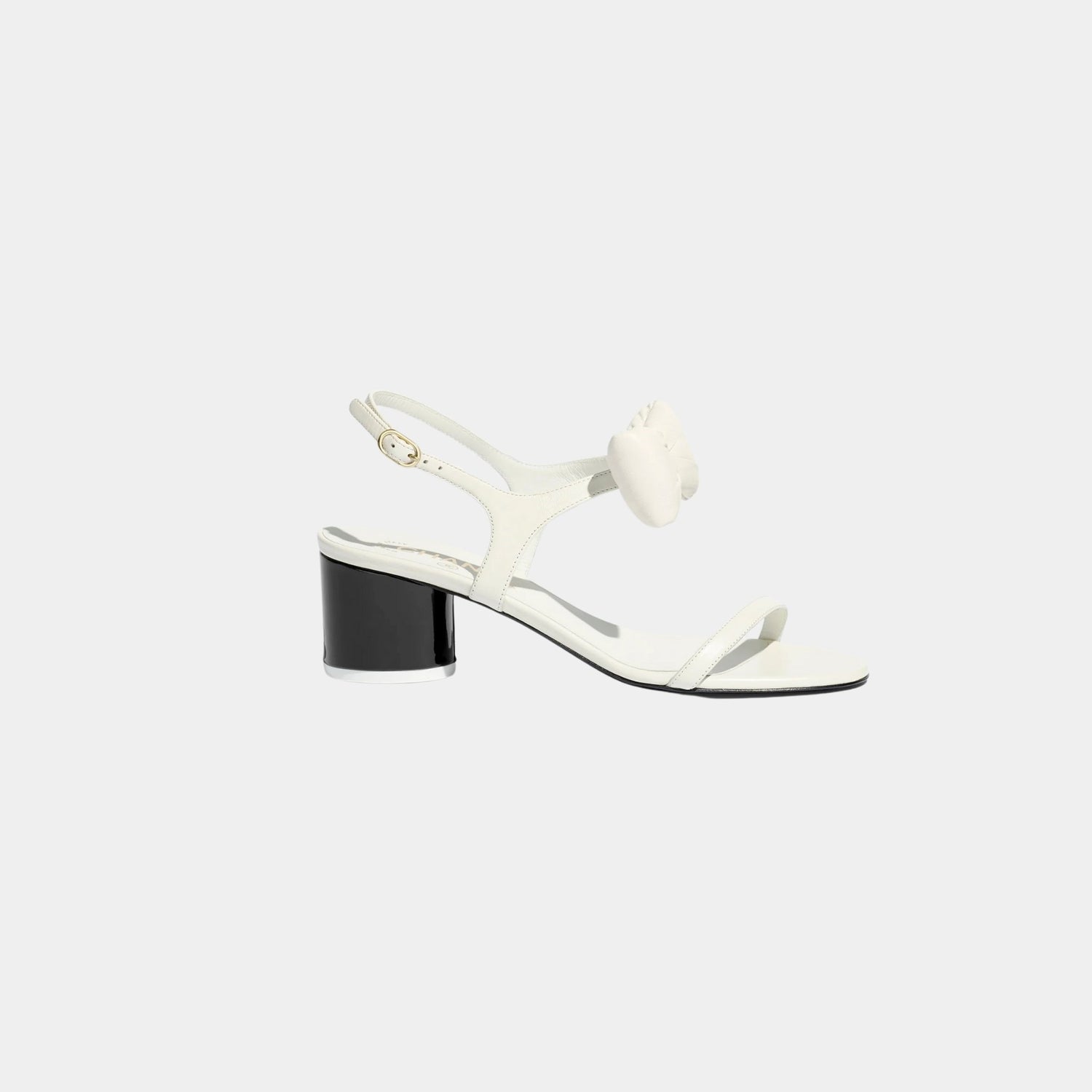 Chanel Sandals Lambskin, White, Side