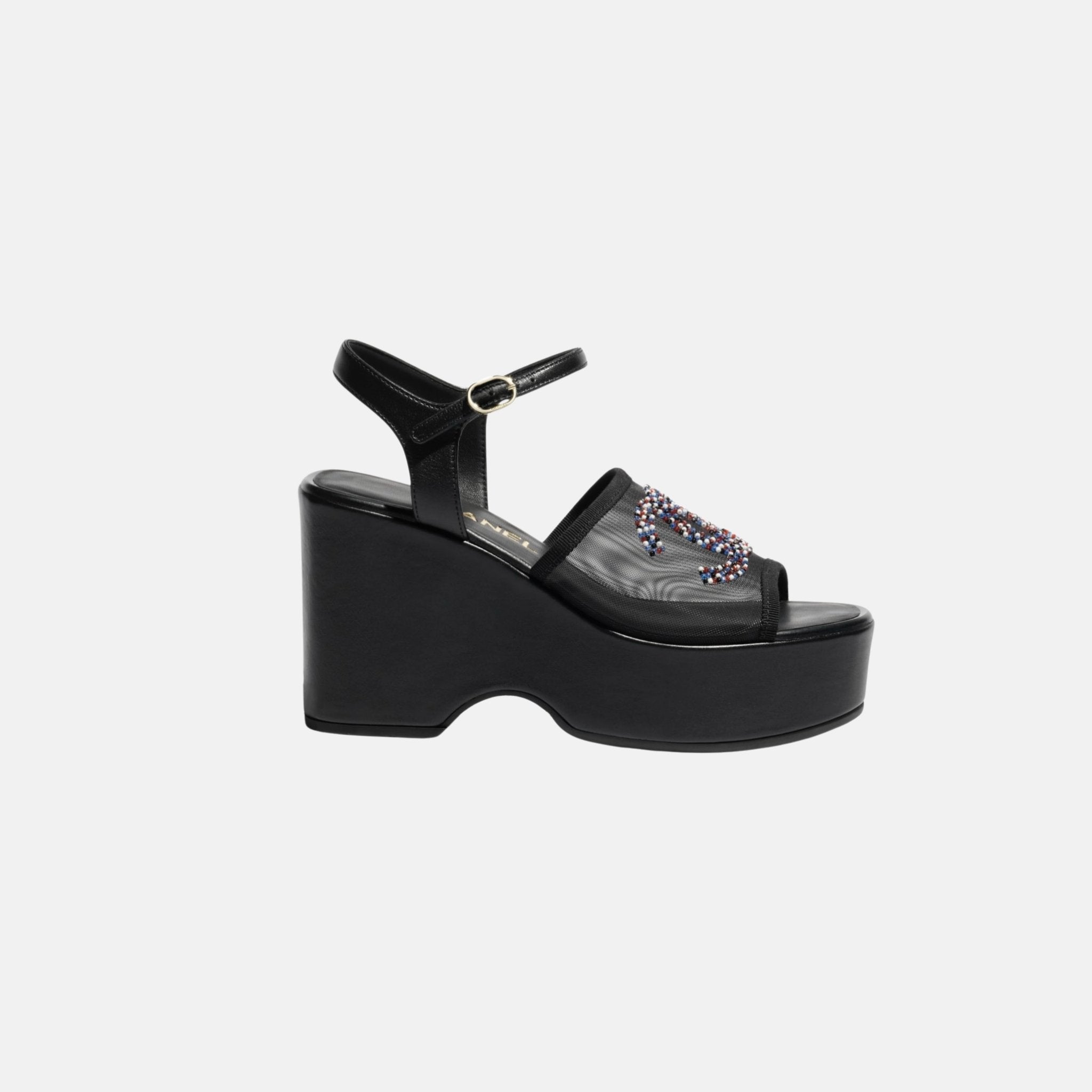 Chanel Sandals in Mesh and Glass Beads, Side