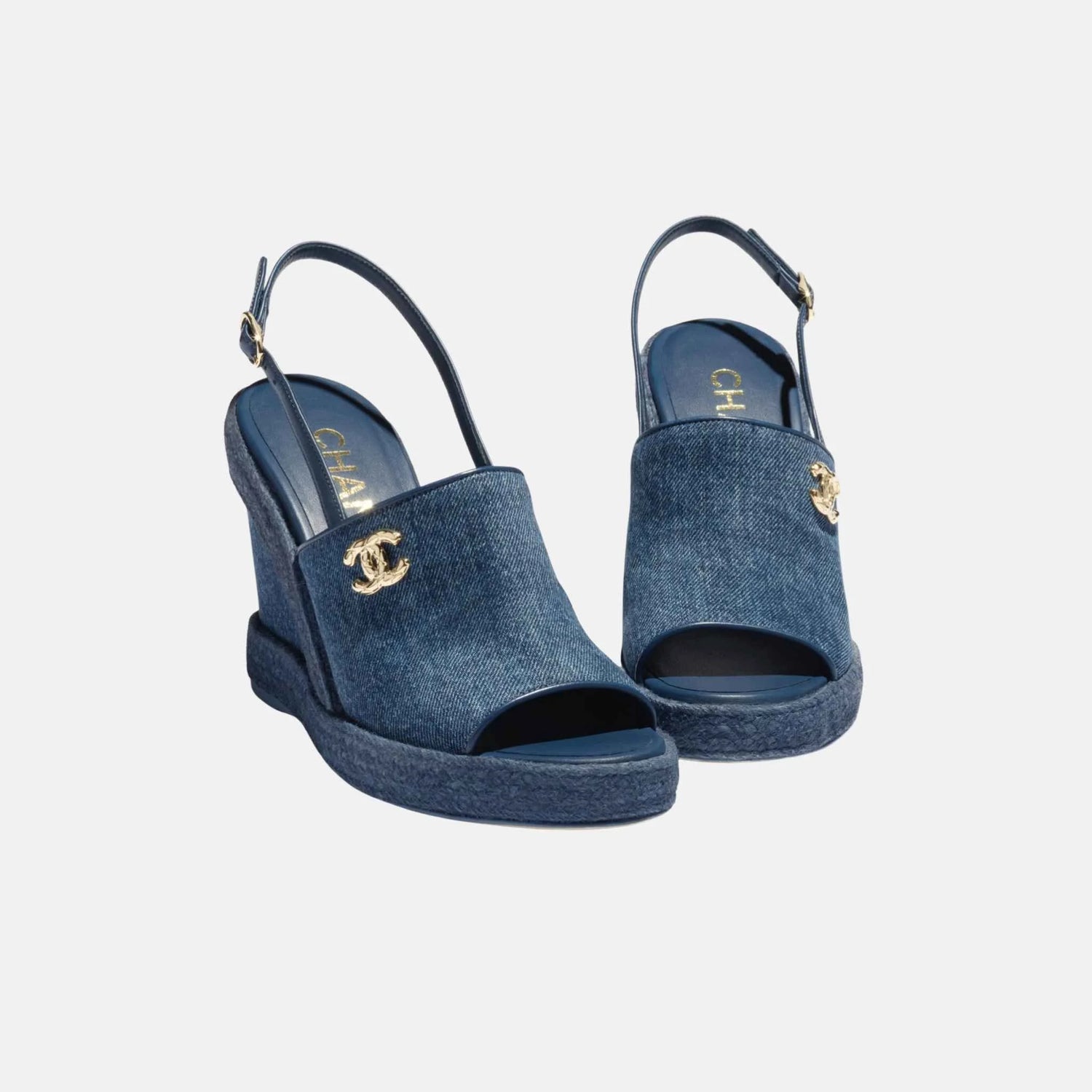 Chanel Sandals in Washed Out Denim, Front