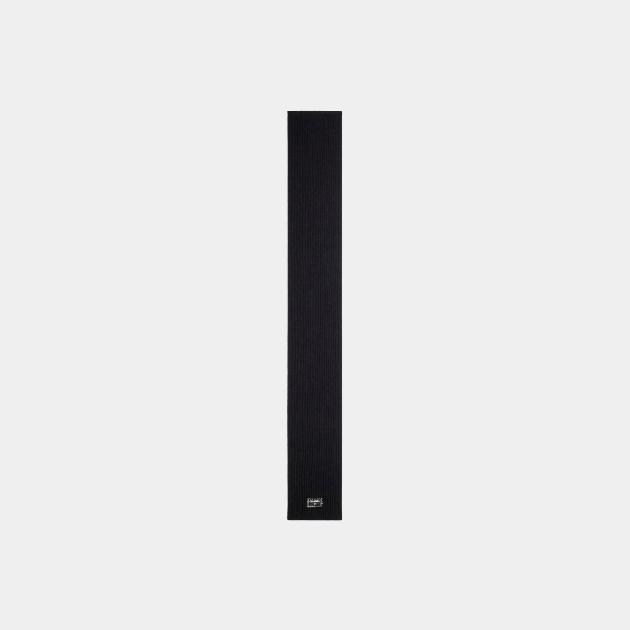Chanel Scarf Cashmere Navy Blue Black &amp; White, Front