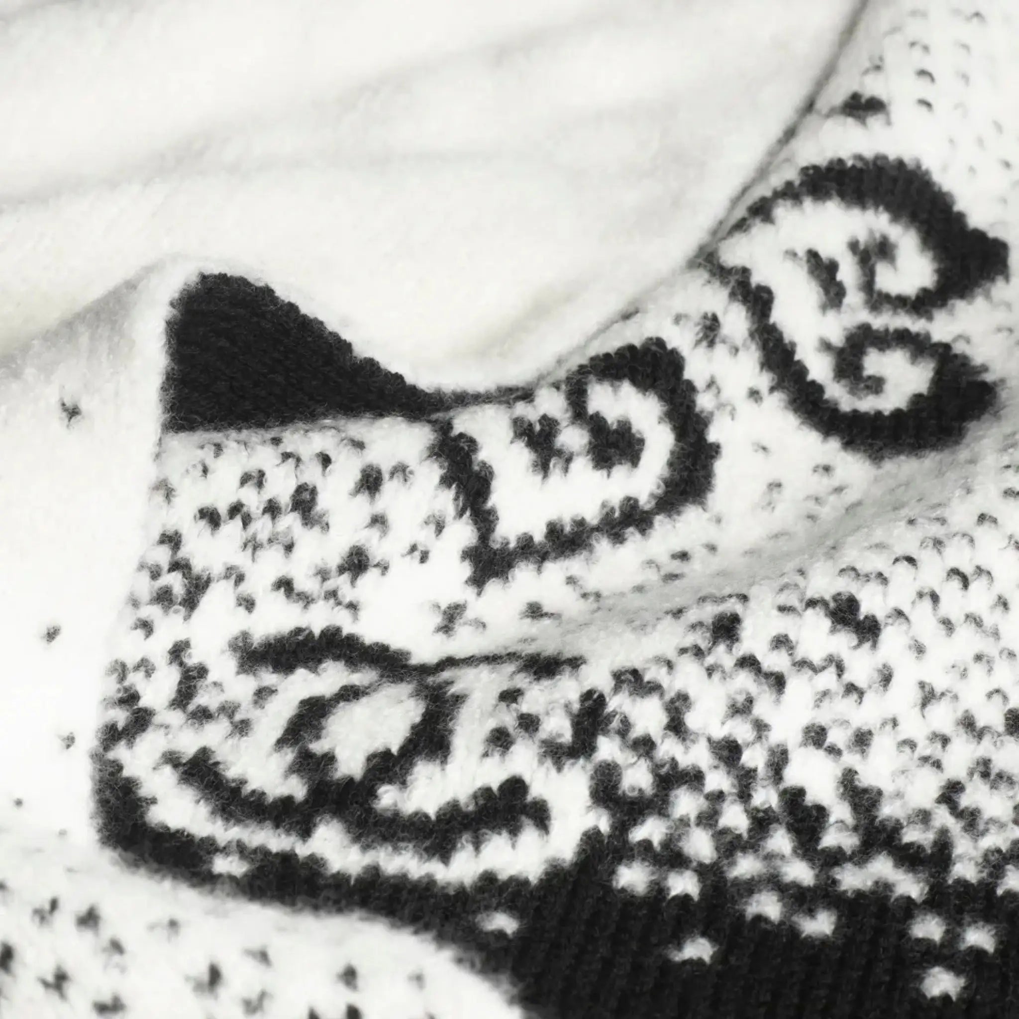Scarf Cashmere &amp; wool Black &amp; White, Closeup