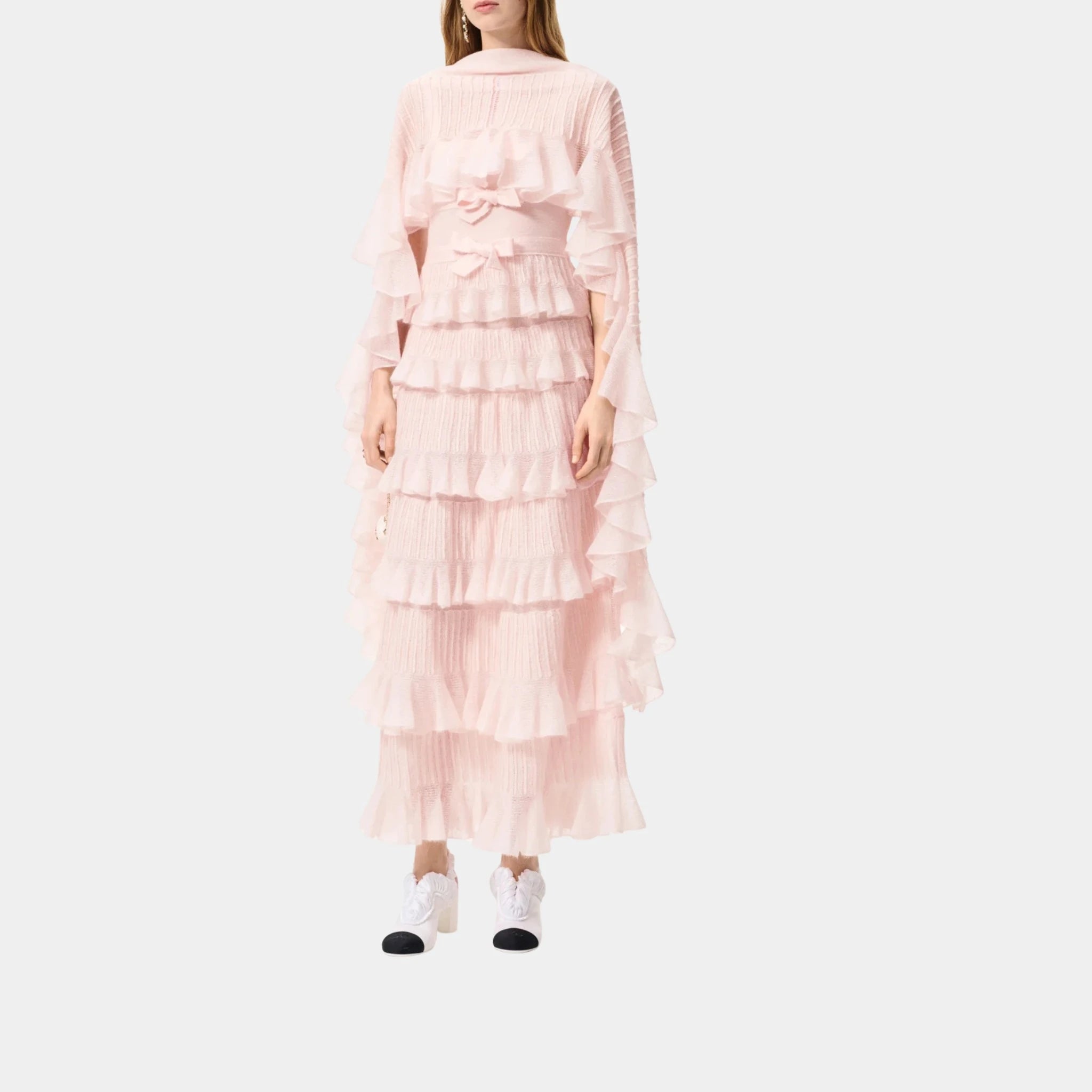 Chanel Shawl in Mohair and Silk, Light Pink, Front