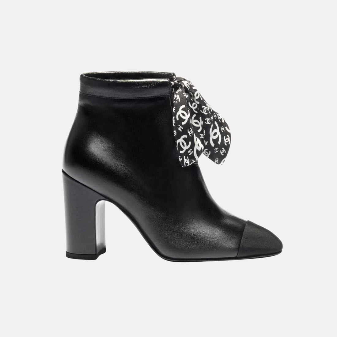 Short Boots in Lambskin Silk and Grosgrain