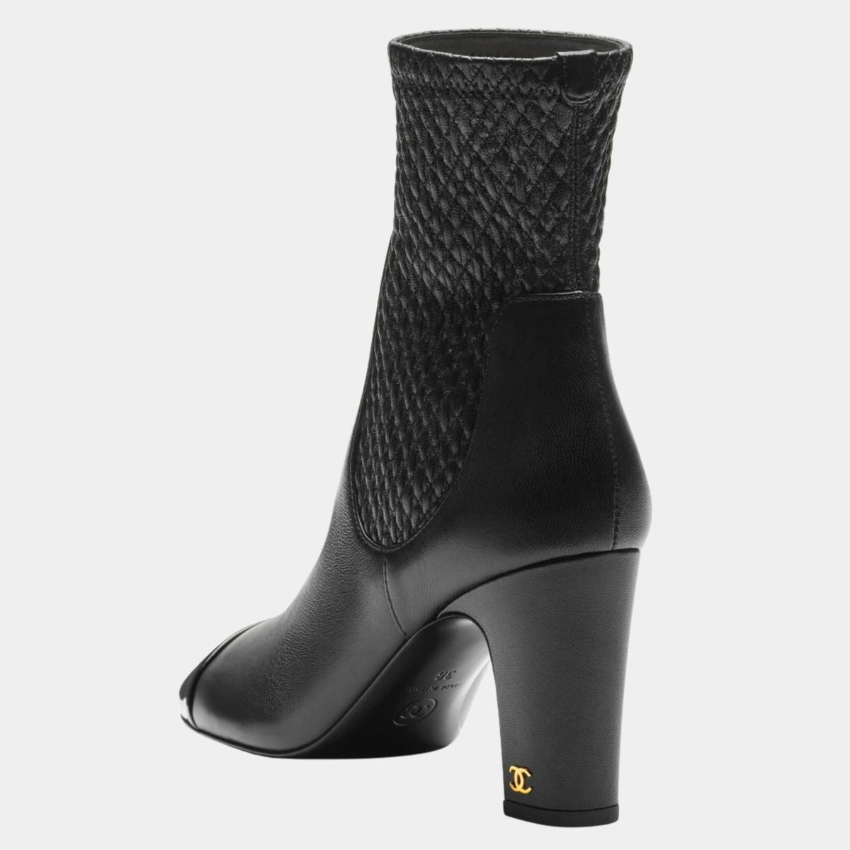 Short Boots Stretch Lambskin Lambskin &amp; Patent Calfskin Black
