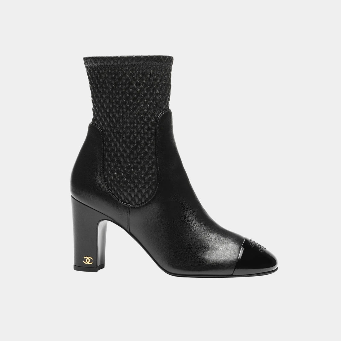 Short Boots Stretch Lambskin Lambskin & Patent Calfskin Black